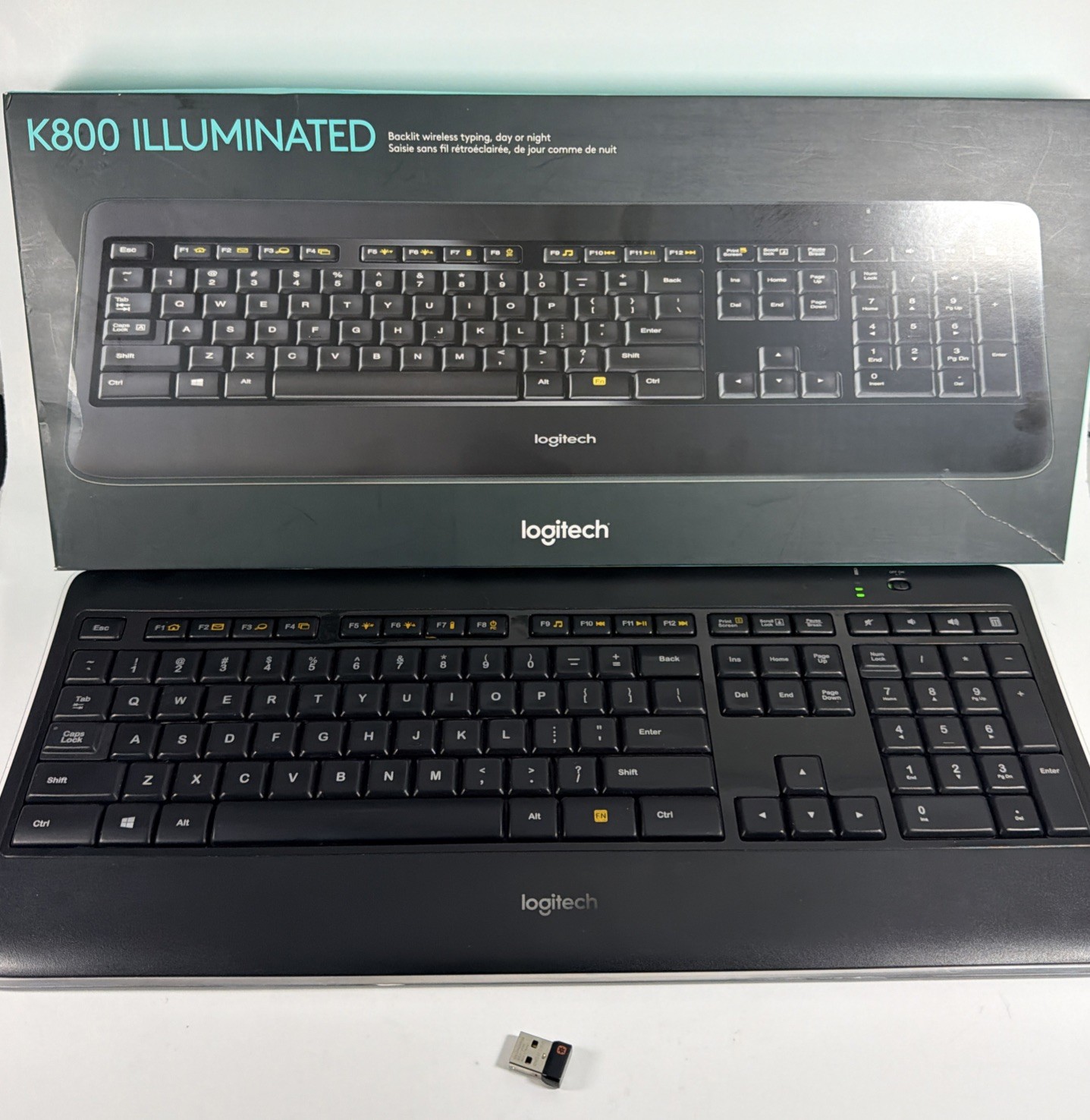 LOGITECH K800 Wireless Illuminated Keyboard (Y-R0065) with USB Receiver Dongle