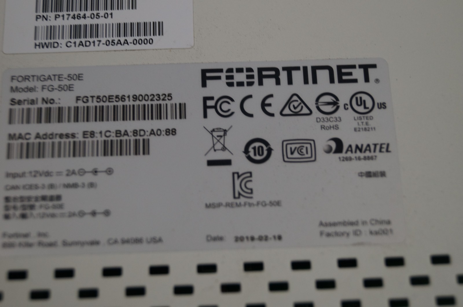 FortiNet FG-50E FortiGate 50E High Performance UTM Router No Cord WORKING C222