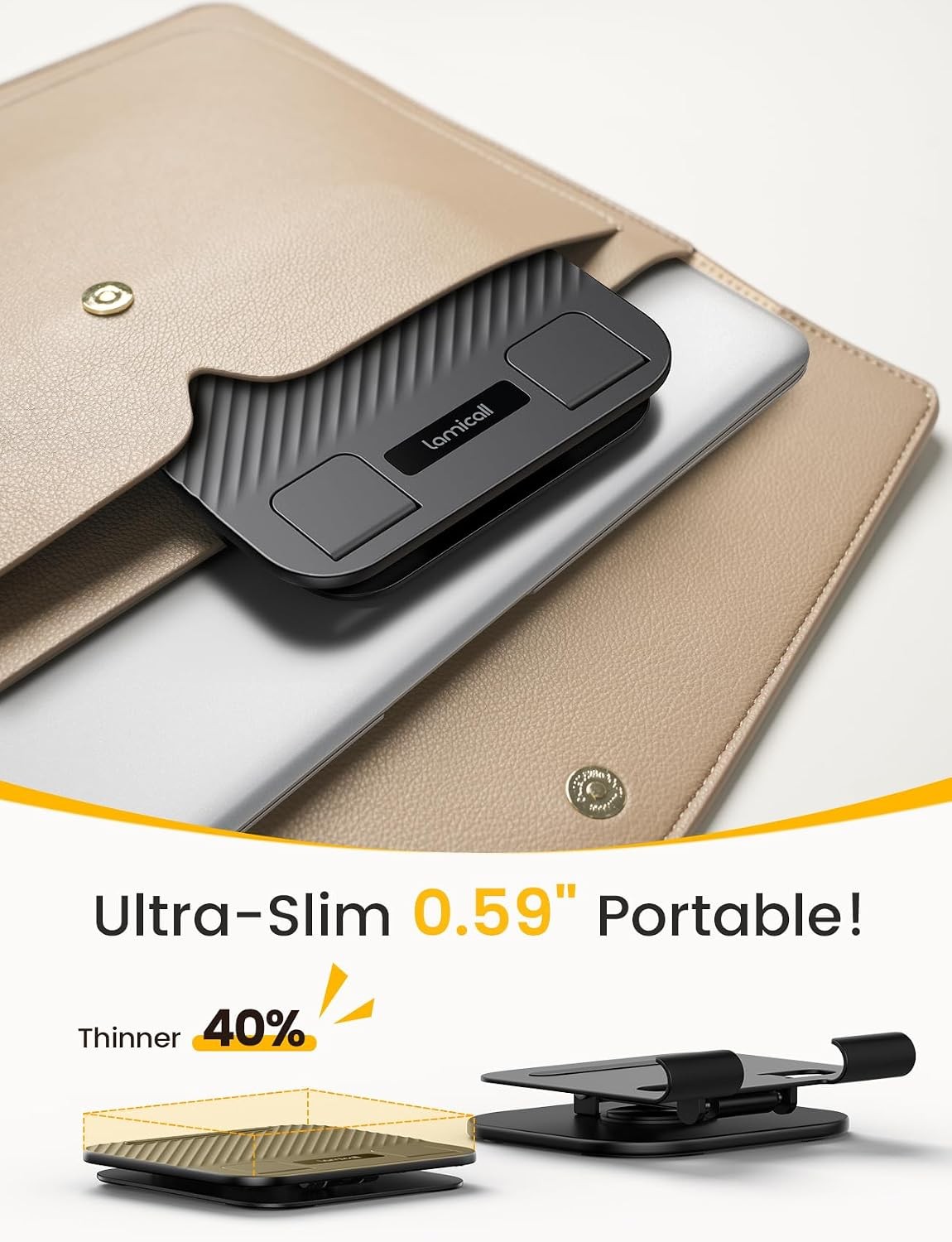 Lamicall Adjustable iPad Stand for Desk – [Ultra-Slim Foldable][360°Rotation] T