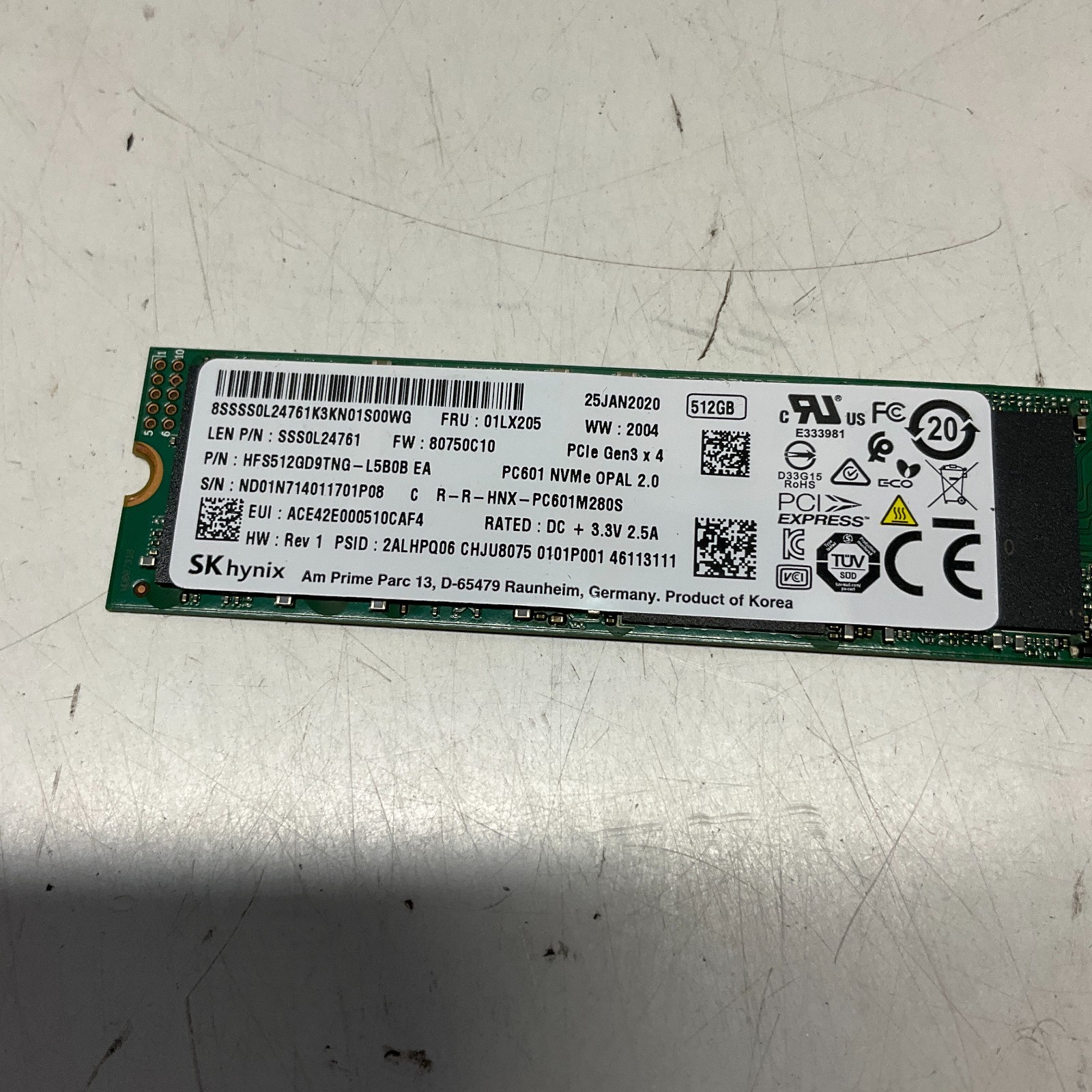 SK Hynix PC601 HFS512GD9TNG 512 GB NVMe 80mm Solid State Drive