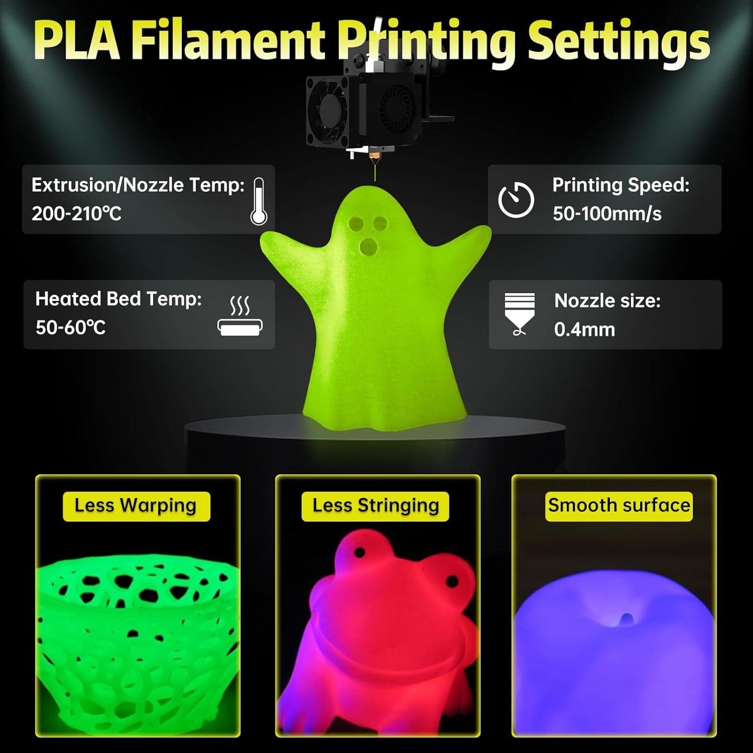 JAYO PLA Matte PETG PLA+ SILK ABS TPU 1.75mm Filament 1.1KG Spool Neatly Wound