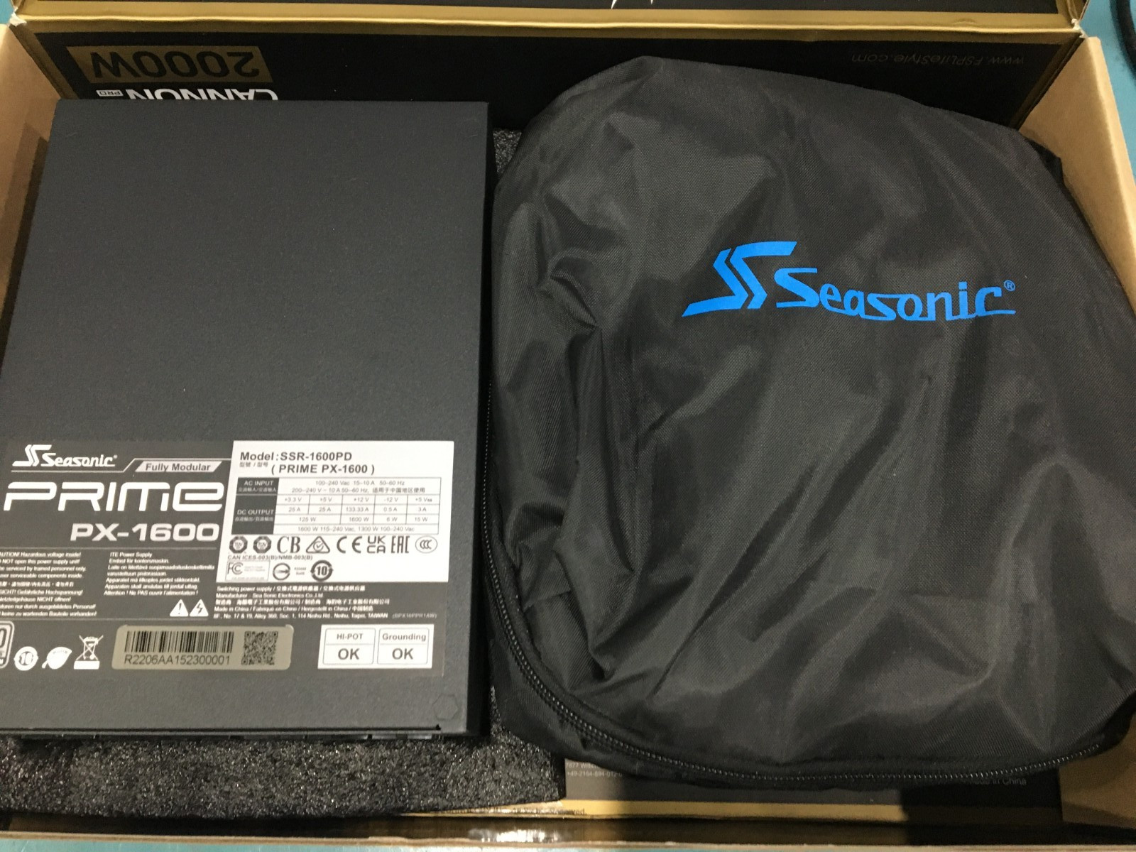Seasonic Prime PX-1600 ATX3 SSR-1600PD Fully Modular Power Supply – RMA Replaced