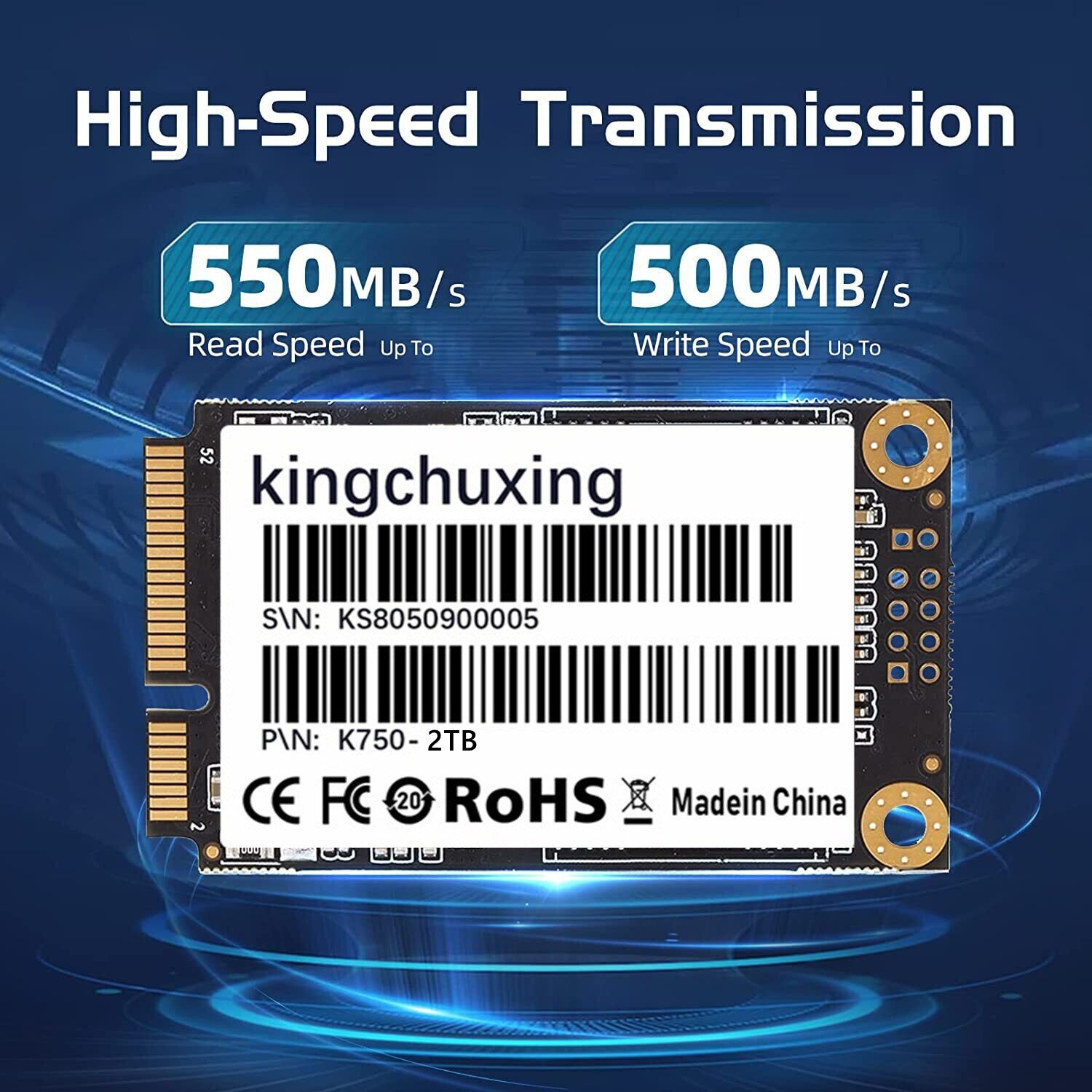 Kingchuxing mSATA 128GB Internal Solid State Drive 6Gb/s For PC/ Laptop 500MB/S