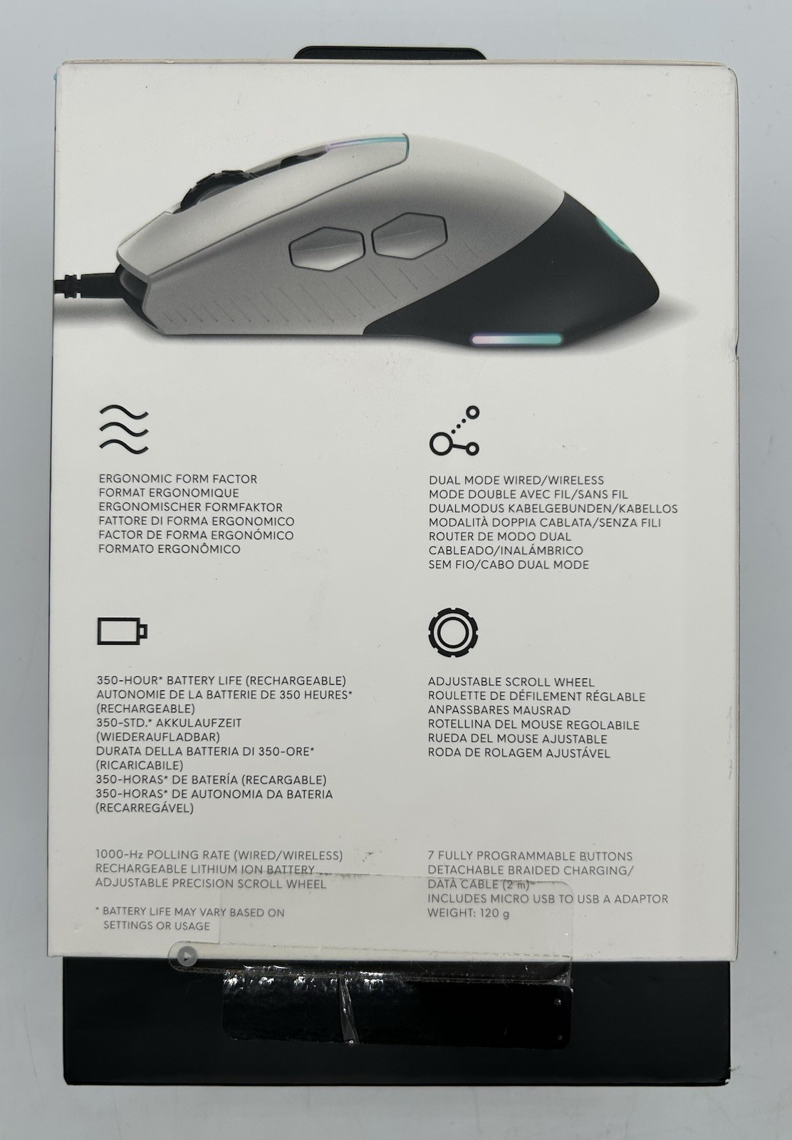 Alienware AW610M Wired/Wireless Gaming Mouse – Lunar Light – Used