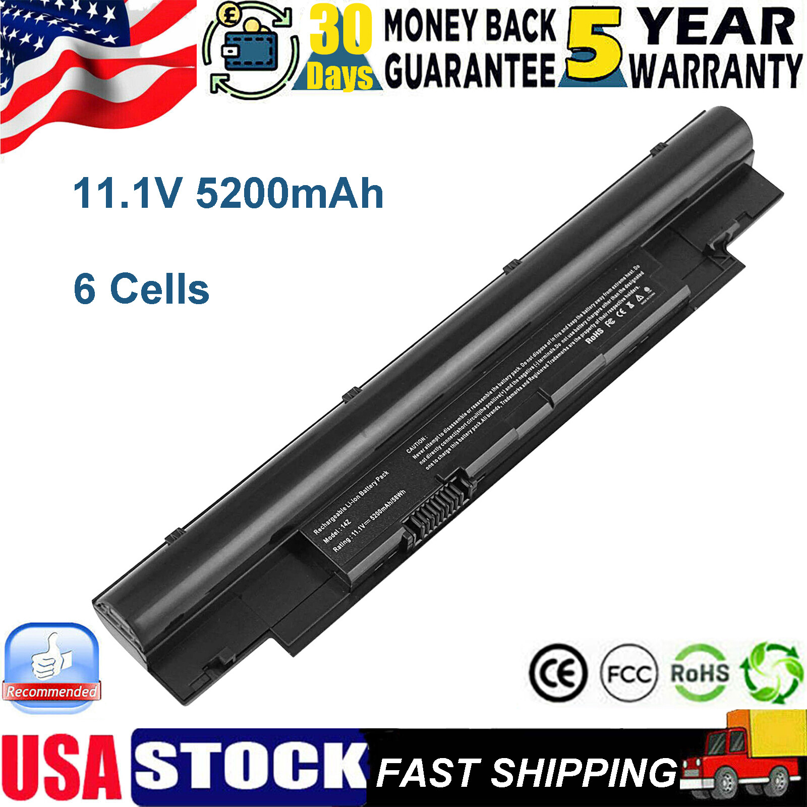 268X5 N311z Battery for Dell Inspiron N13z N411z N14z Series H2XW1 JD41Y Laptop