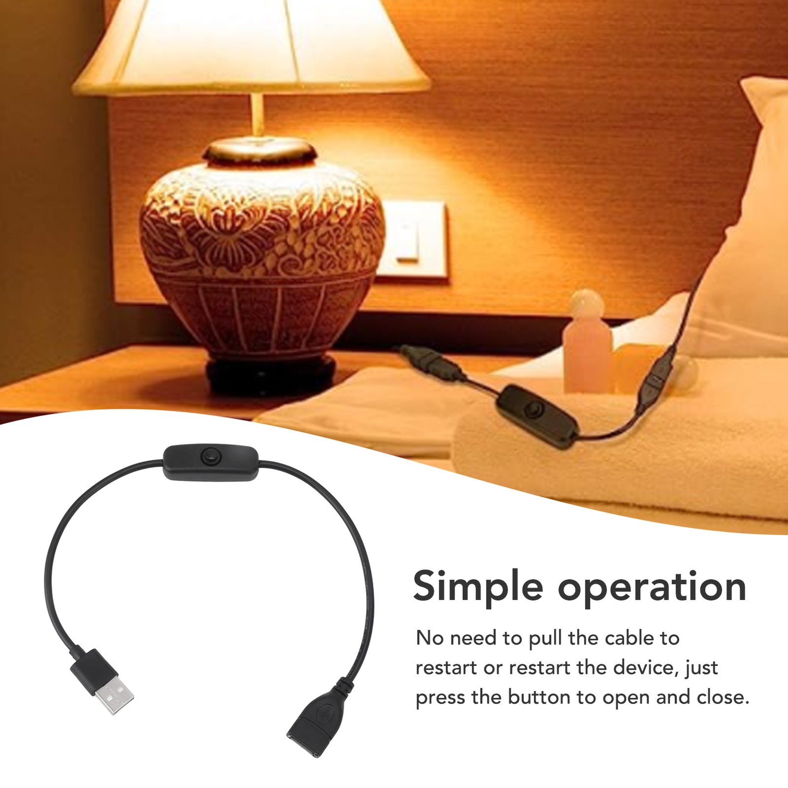 NEW 5PCS USB Extension Cable With ON Off Switch Male To Female Cable For Driving
