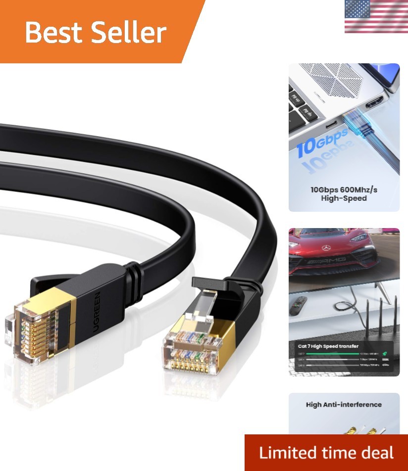 Ultra-Fast 6FT Cat 7 Ethernet Cable – 10Gbps, Gold-Plated for Gaming & Streaming