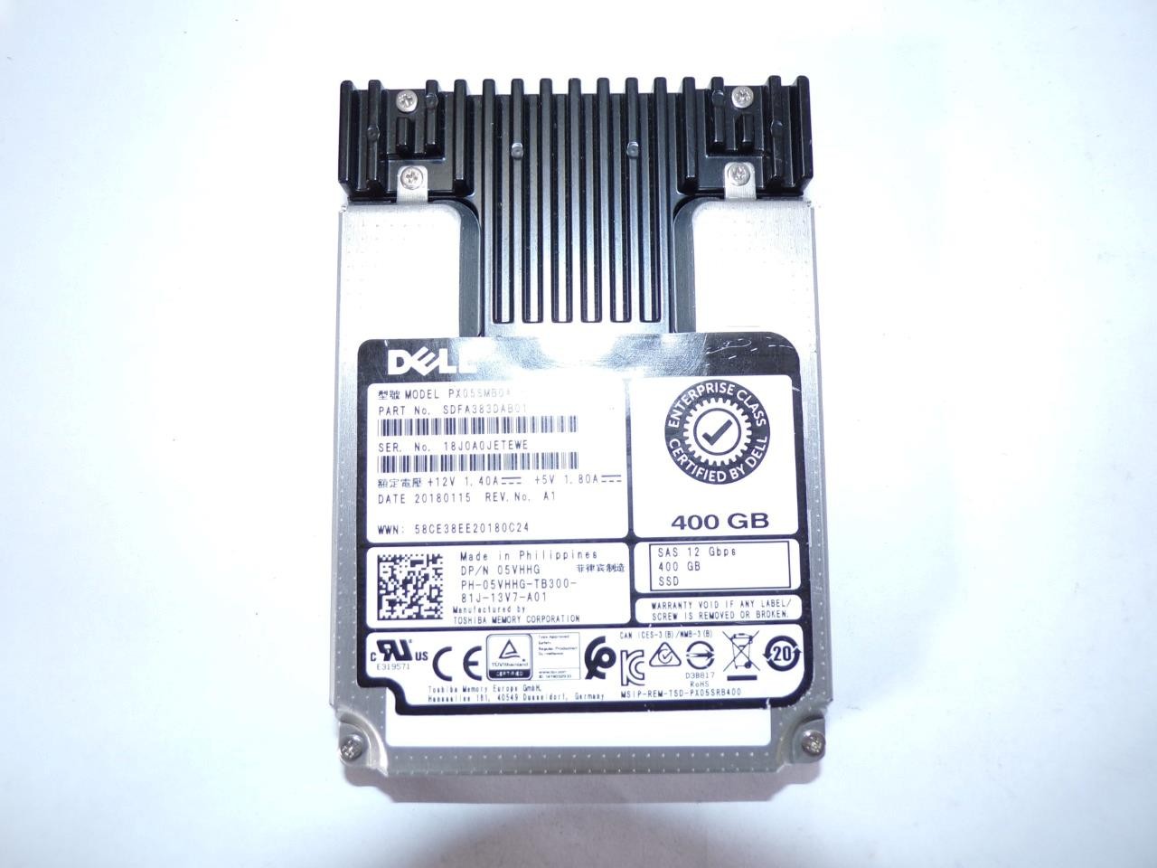 Dell 05VHHG 5VHHG 400GB 12Gb/s 2.5″ SAS SSD PX05SMB040Y (V4135)