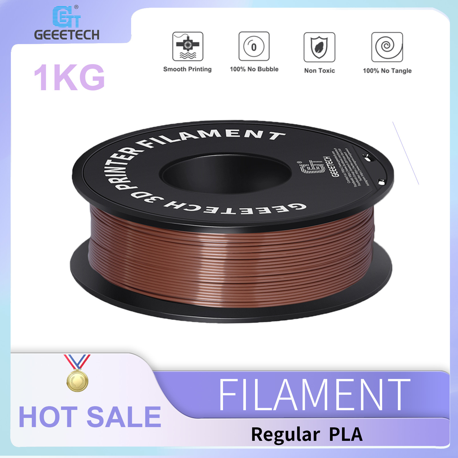 GEEETECH 3D Printer Filament Regular PLA Brown 1.75mm 1KG Per Roll Consumables