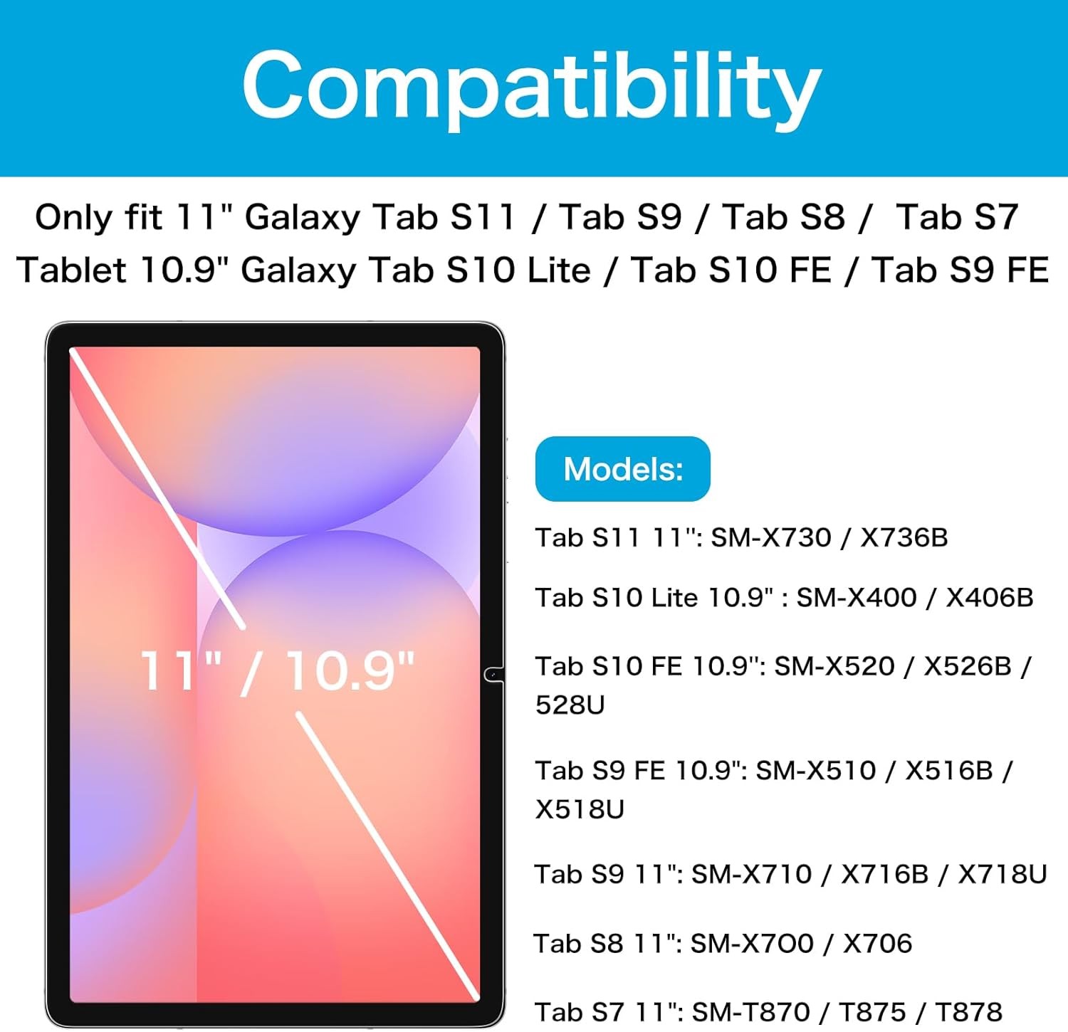 [2 Pack] Tempered Glass Screen Protector for Samsung Galaxy Tab S9 FE/S9/S8/S7