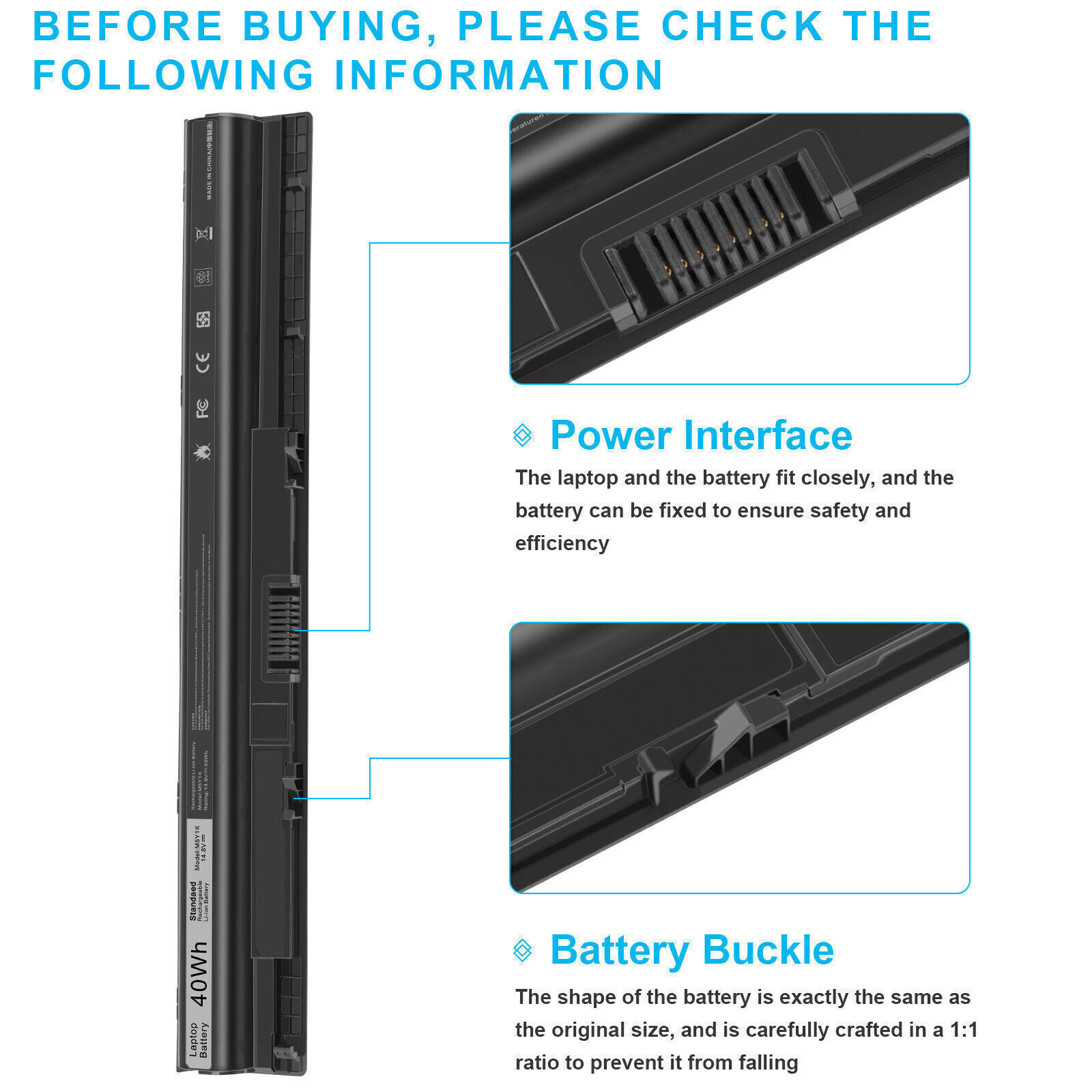 M5Y1K K185W Battery For Dell Inspiron 3451 3458 5455 5551 5555 5558 40Wh 14.8V