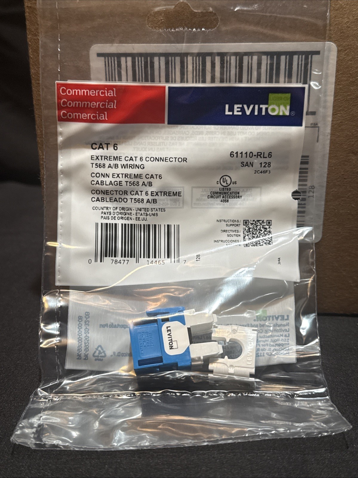 Leviton 61110-RL6 eXtreme Cat6 QuickPort Jack Blue T568A/B | New Box of 50