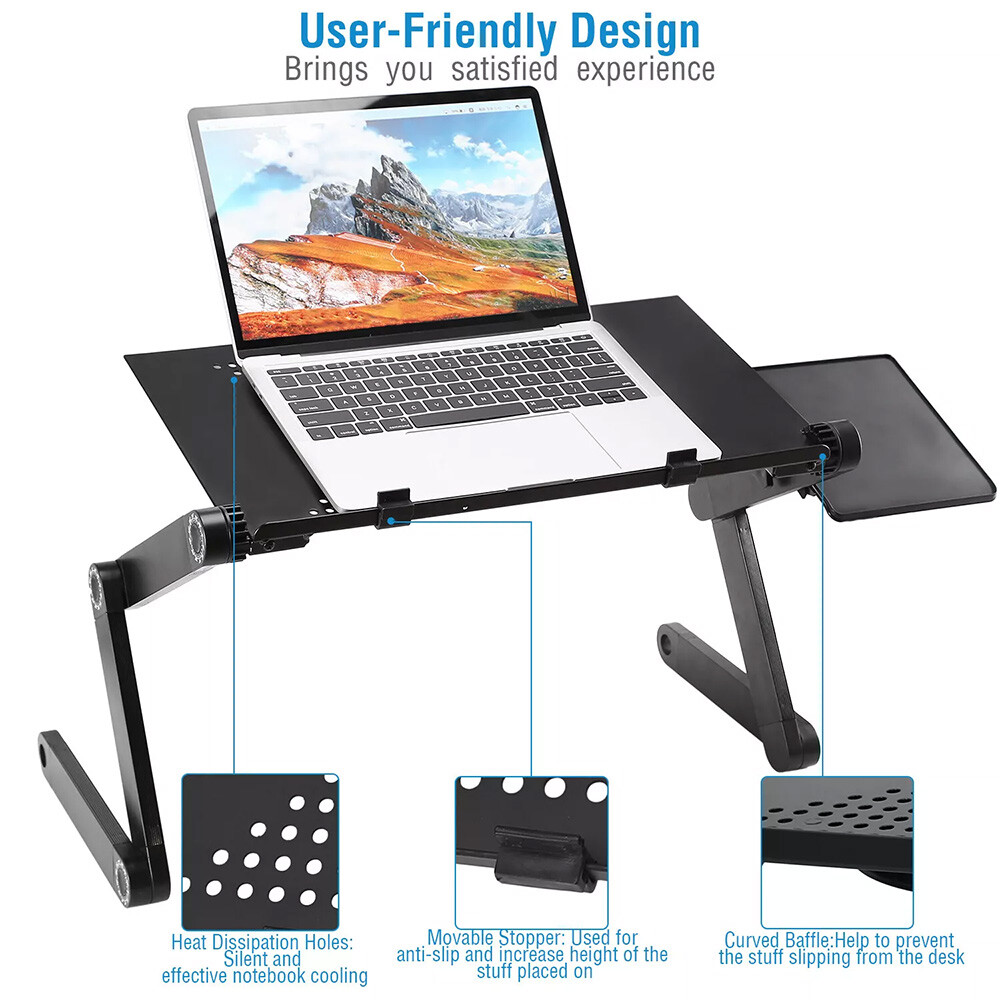 360° Adjustable Laptop Table Stand Lap Sofa Bed Tray Computer Notebook Desk New