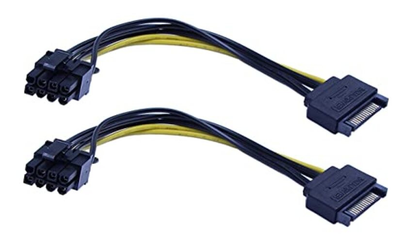 zdyCGTime 2 Pack 15-Pin SATA Male to 8 Pin (6+2 Pin) PCI-Express Female Video
