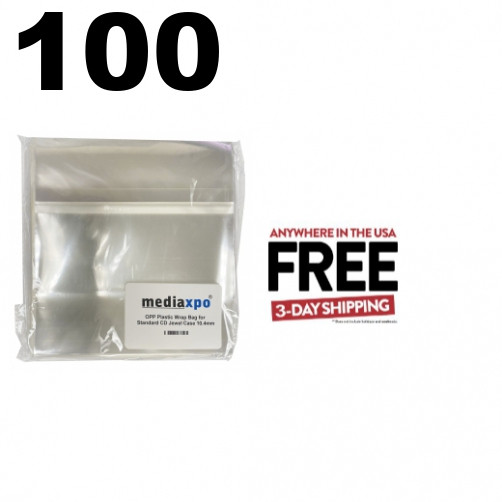 100 OPP Plastic Wrap Bag for Standard CD Jewel Case 10.4mm **1-3 DAYS