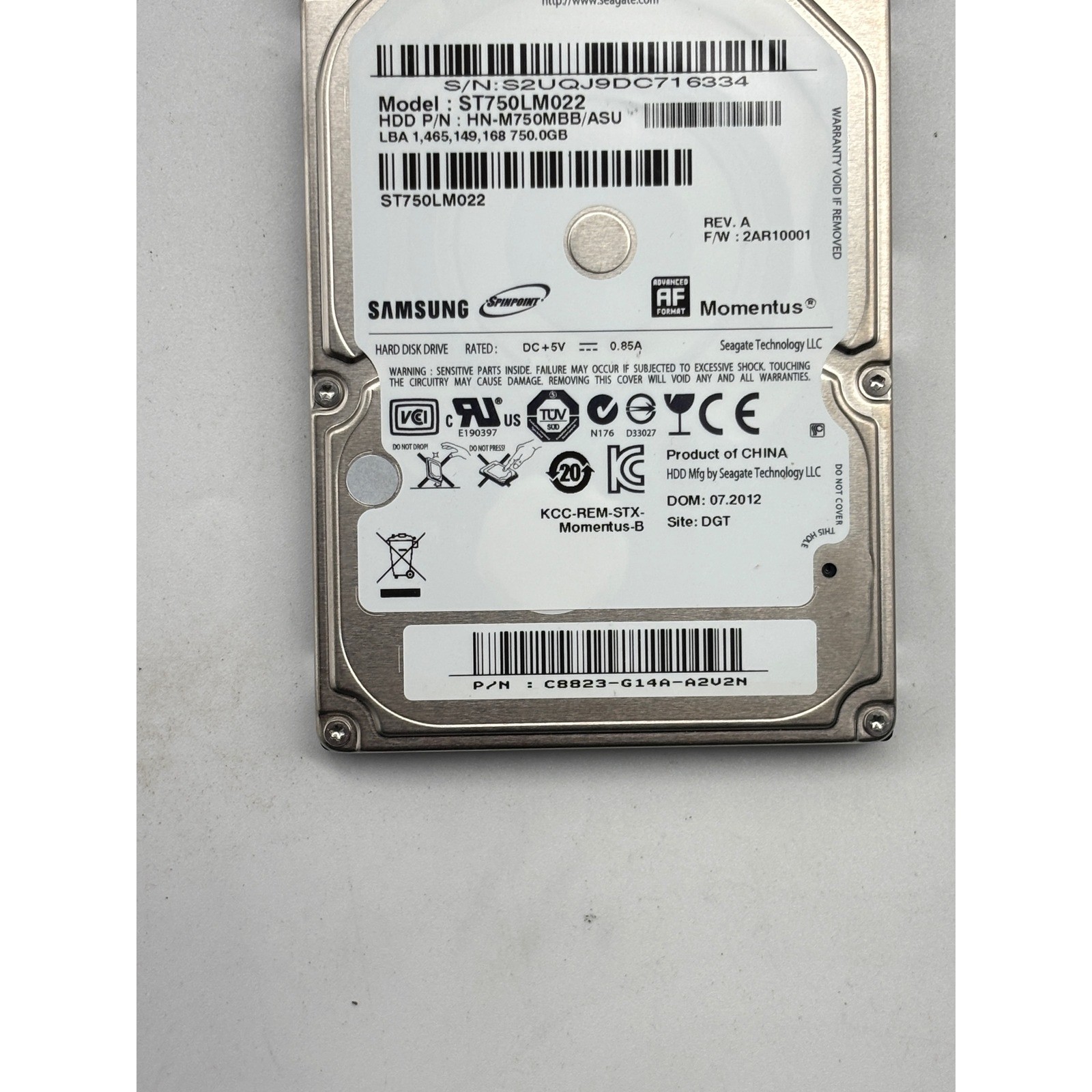 Samsung Spinpoint Momentus 750GB 2.5″ SATA HDD ST750LM022 HN-M750MBB/ASU