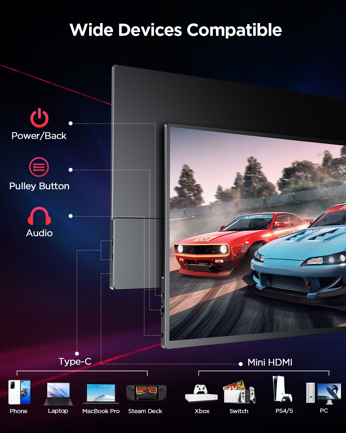 UPERFECT 2.5K 120Hz Portable Monitor 16″ 2K QHD 500Nit HDMI USB C Second Display