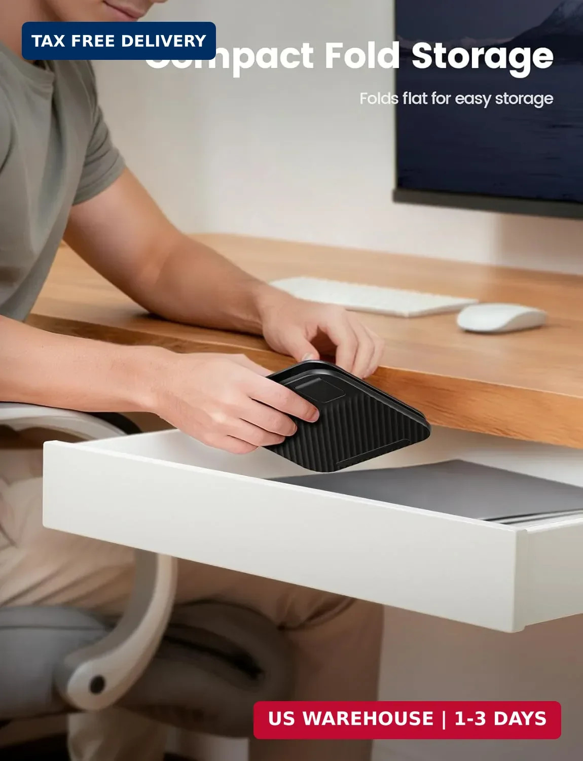 Lamicall Adjustable iPad Stand for Desk – [Ultra-Slim Foldable][360°Rotation Bas