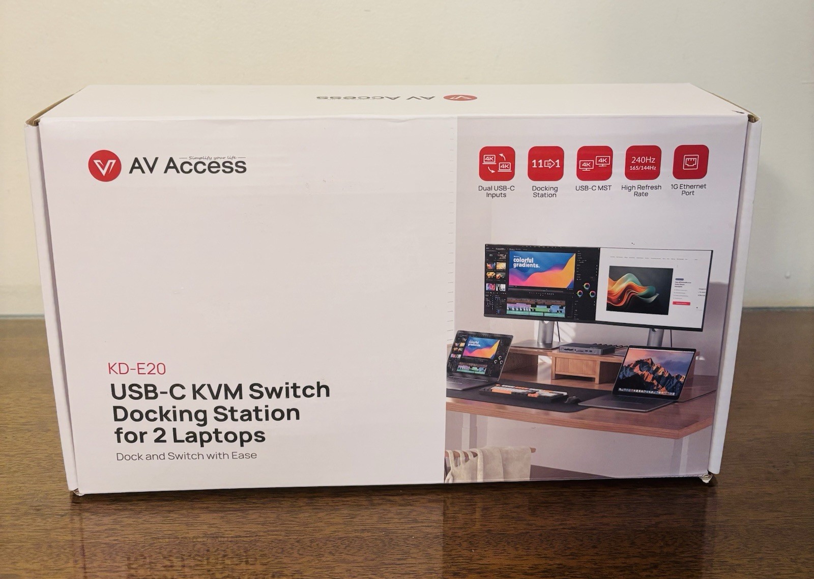 AV Access 8K KVM Switch Dock Dual Monitor Laptop Desktop 100W USB-C 4K 165Hz