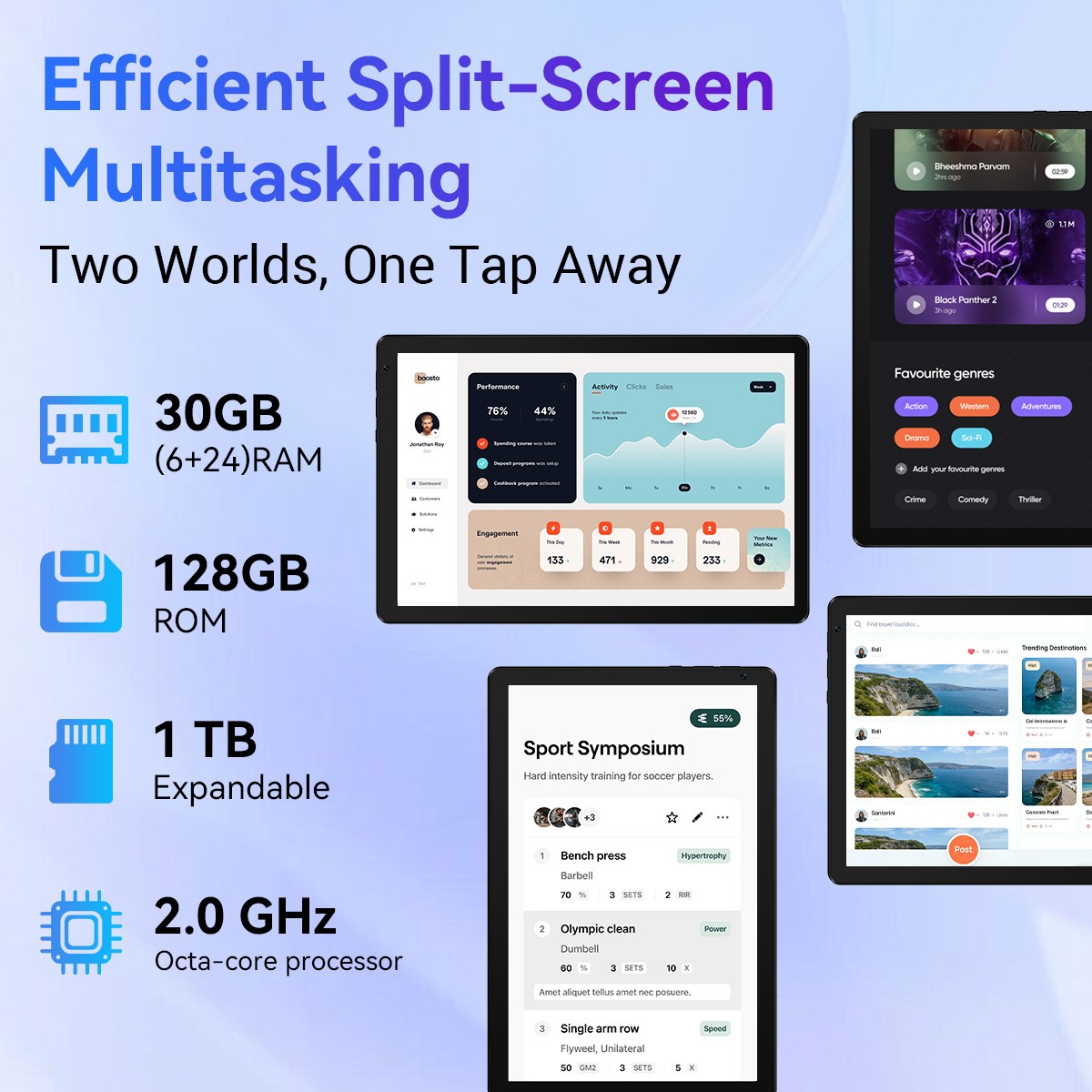 Wi-Fi 5G AI Tablet Android 16, 30GB+128GB Storage, 10.1″ IPS Display, Octa-Core