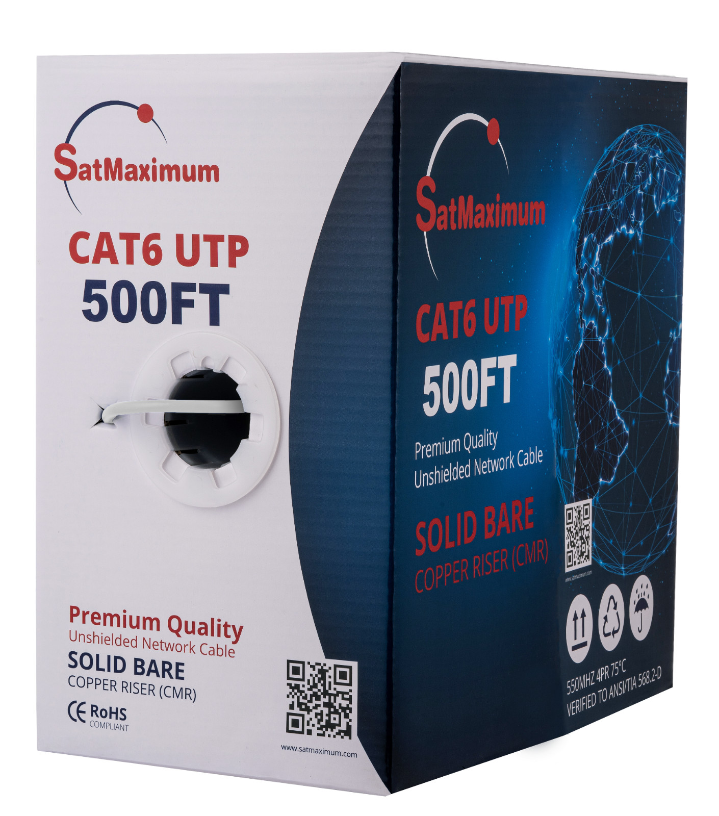 500FT CAT6 CMR Riser Ethernet Cable UTP Solid Bare Copper LAN Network Wire LOT