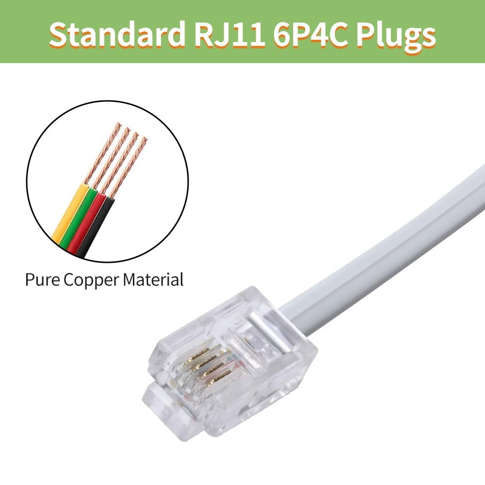 Telephone Cable 2 Way Splitter(3 Pack) RJ11 6P4C Phone Line Cord Adapter with 3