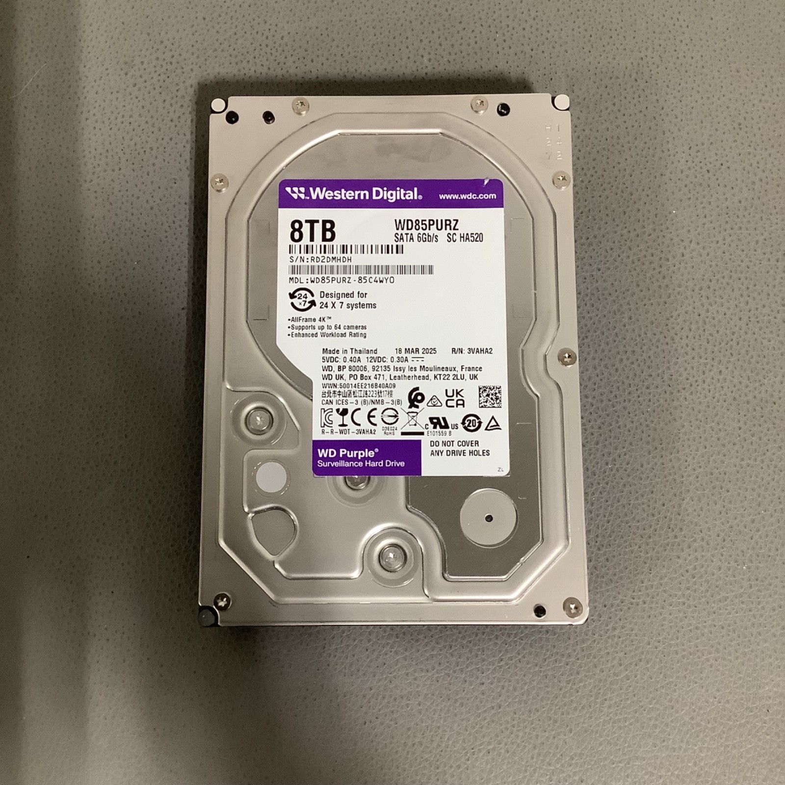 Western Digital WD Purple 8TB 6GB SATA- WD85PURZ