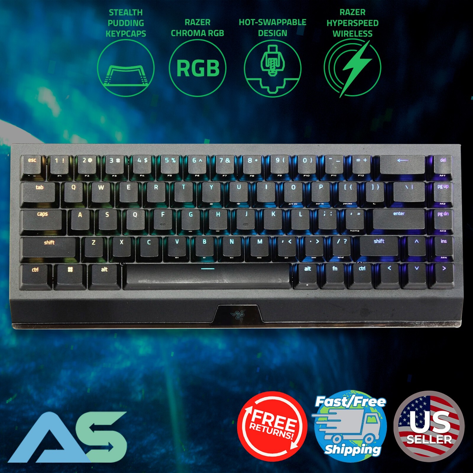 Razer BlackWidow V4 Mini Hyperspeed 65% Gaming Keyboard, Orange Tactile Switches