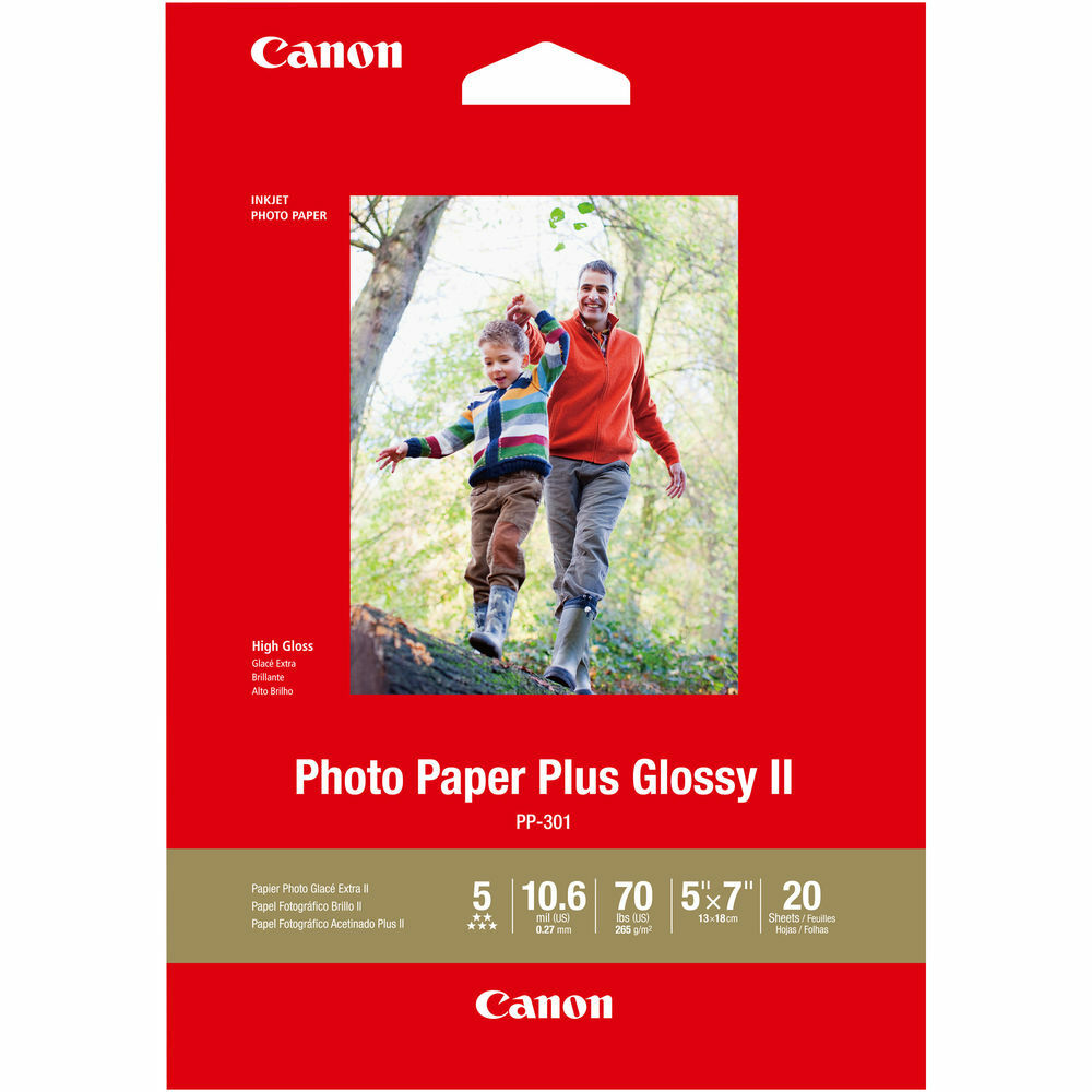 Canon Photo Paper Plus Glossy II 5″ x 7″ 20 Sheets 10.6 mil PP-301 New Sealed