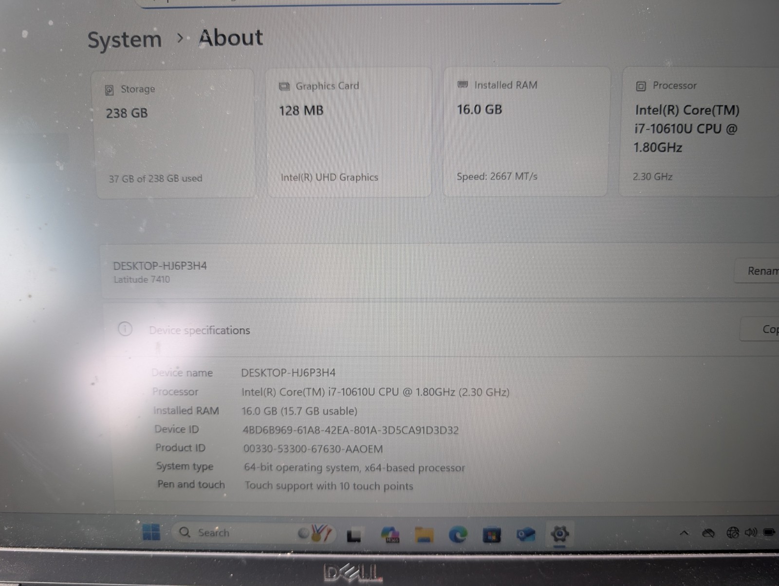 Dell Latitude 7410 14″ FHD i7-10610U 1.8GHz 256GB SSD 16GB RAM Touchscreen