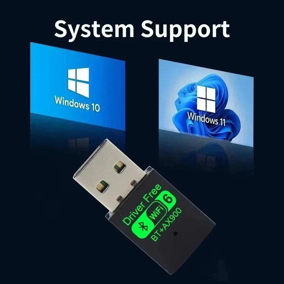 WiFi 6 USB Adapter AX900 Dual Band 2.4G/5GHz BT 5.4 Dongle for PC Win10/11