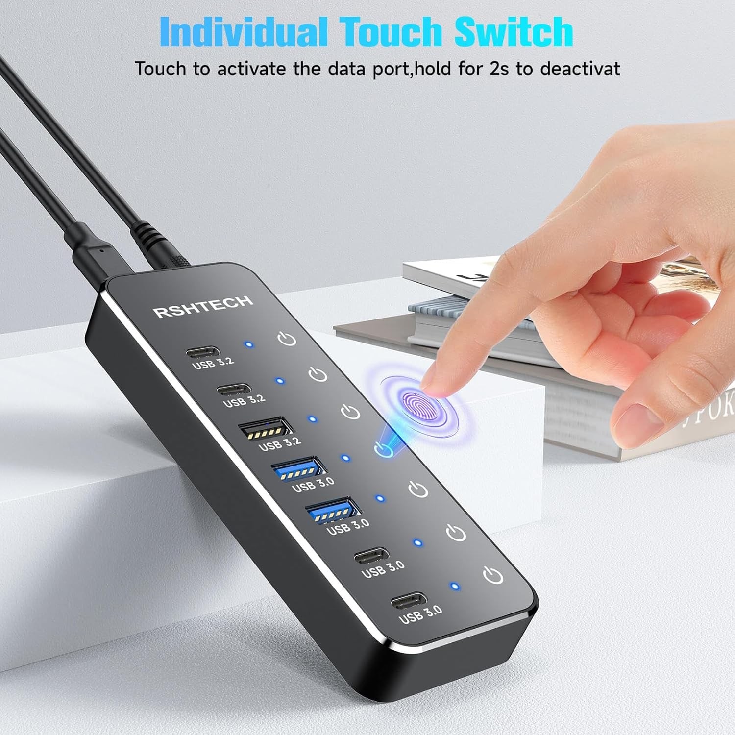 7-Port Powered USB 3.2/USB-C Hub Splitter with 3 X 10Gbps USB-3.2 Ports (2C + 1A