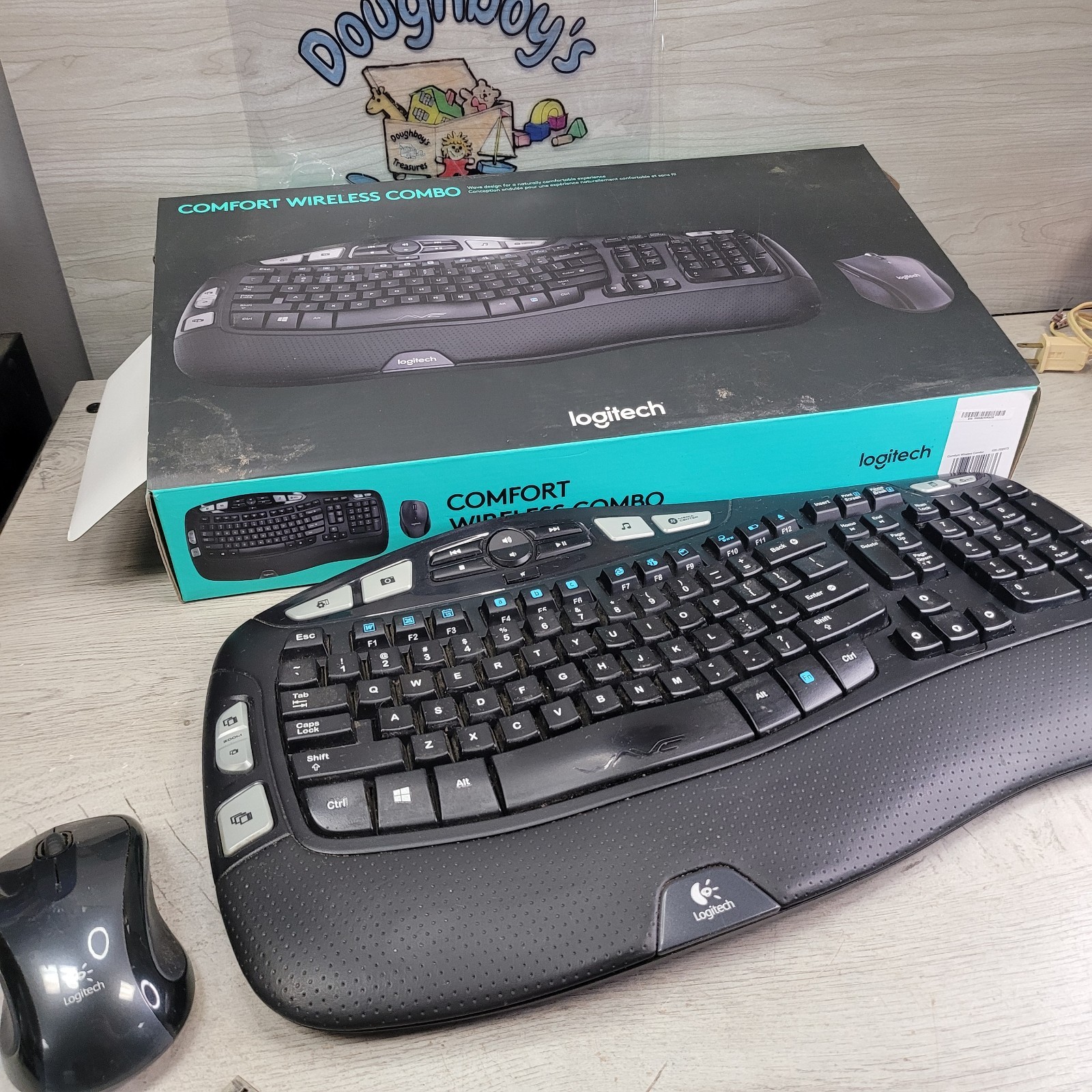 Logitech M510 K350 Wireless Ergonomic Keyboard Mouse Combo Unifying USB Preowned