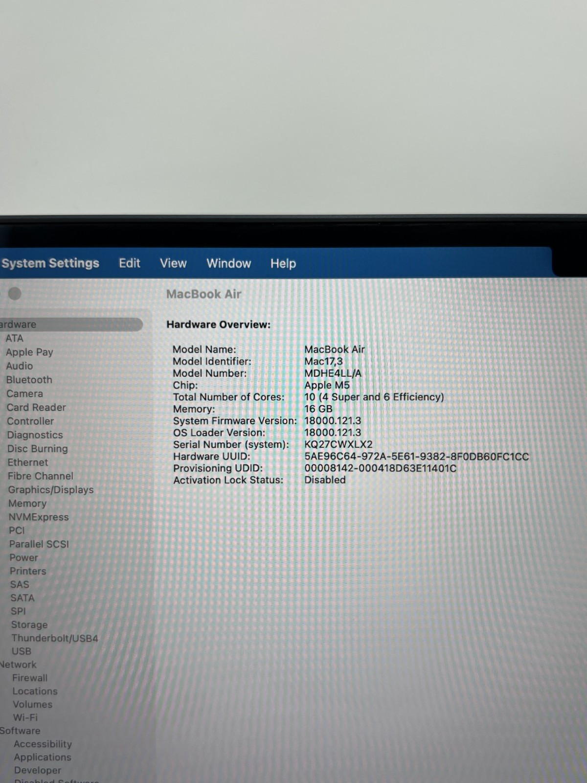 Apple MacBook Air 13 M5 16GB 512GB Midnight 100 Percent Battery 29 Cycles