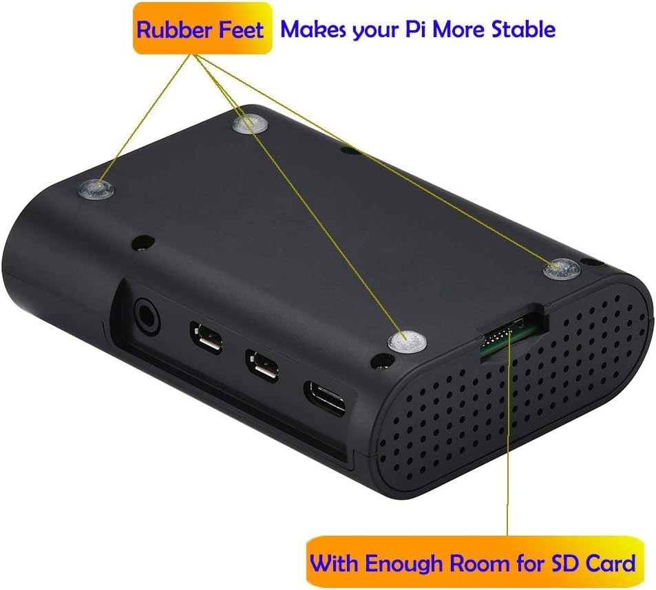 Raspberry Pi 4 Model B Case – Black ABS with Cooling Fan & Easy Install Features