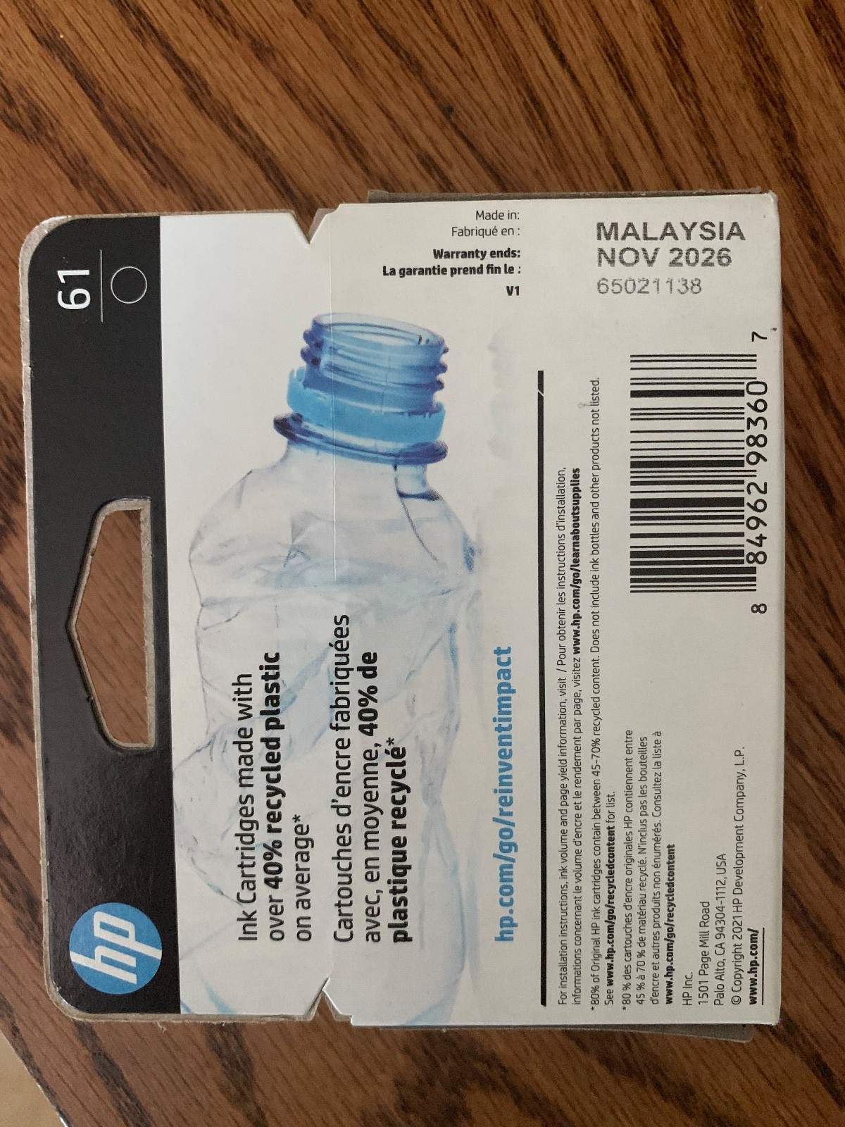 HP 61 – Black ink cartridge – Exp 11/2026 & 12/2026