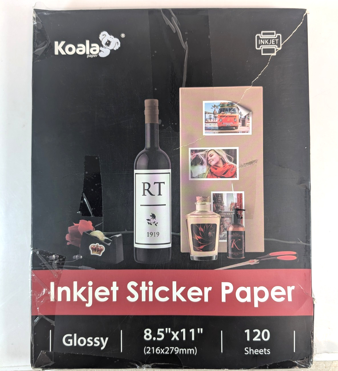 Koala Glossy Sticker Paper Inkjet Printer 8.5×11 120 Sheets Photo Sticker Paper