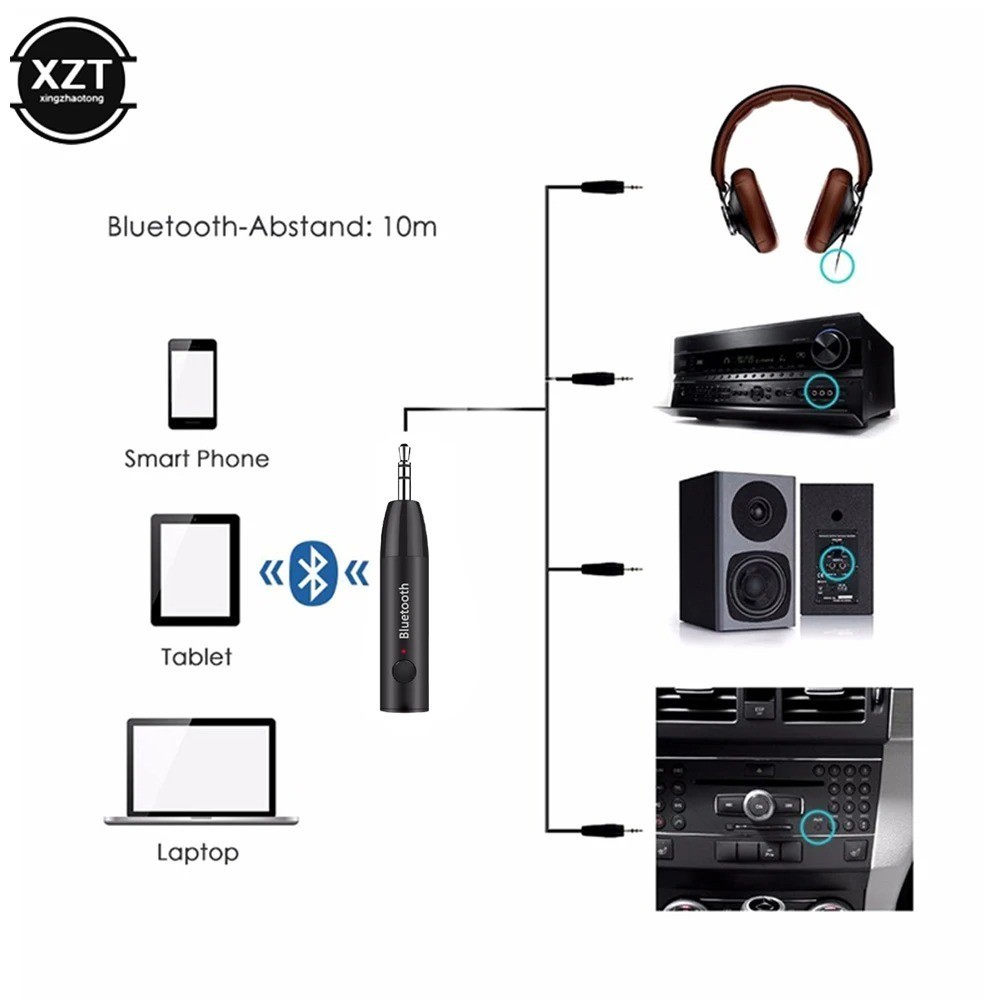 Wireless Bluetooth-Compatible 5.0 Car Kit 3.5mm Jack AUX Handsfree Stereo Music