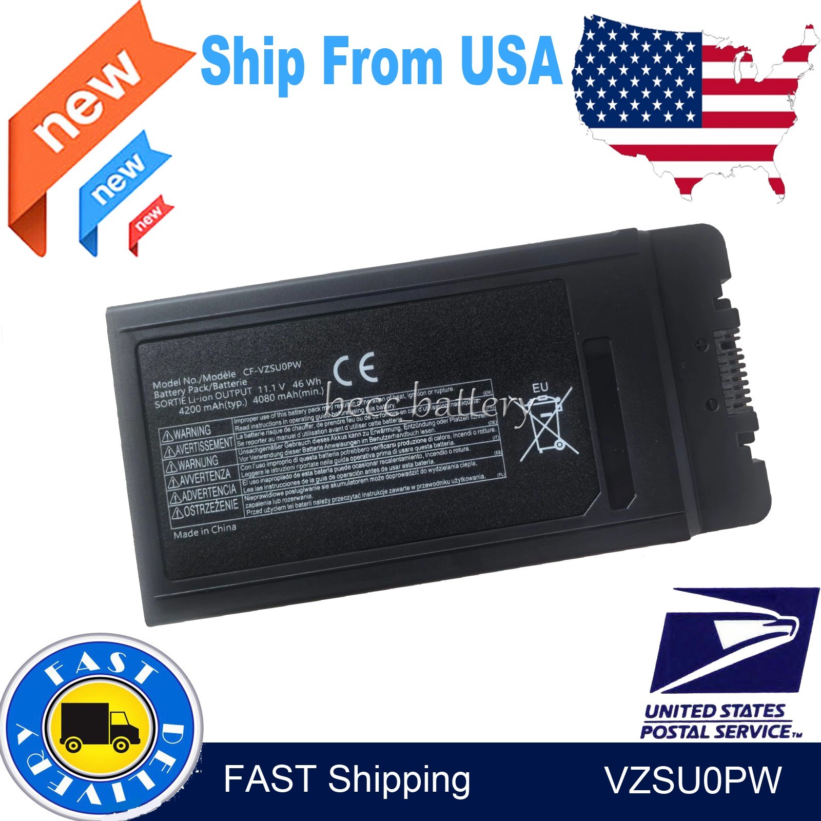 New Battery CF-VZSU0PR For Panasonic CF-54 Toughbook VZSU0PW VZSU0GW CF-VZSU0LW