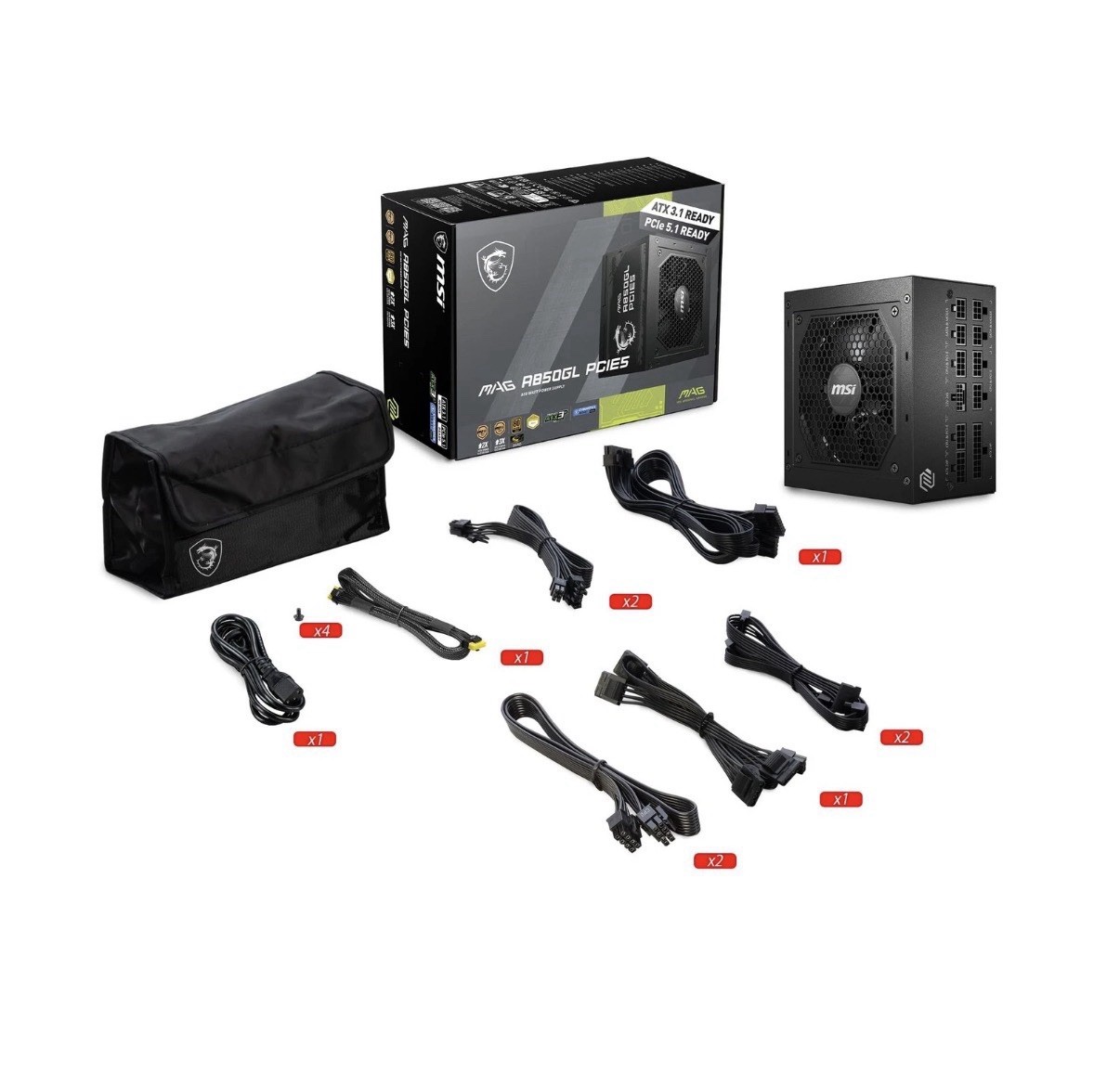MSI MAG A850GL PCIE5, Fully Modular Compact Gaming 850W Power Supply – FREE SHIP
