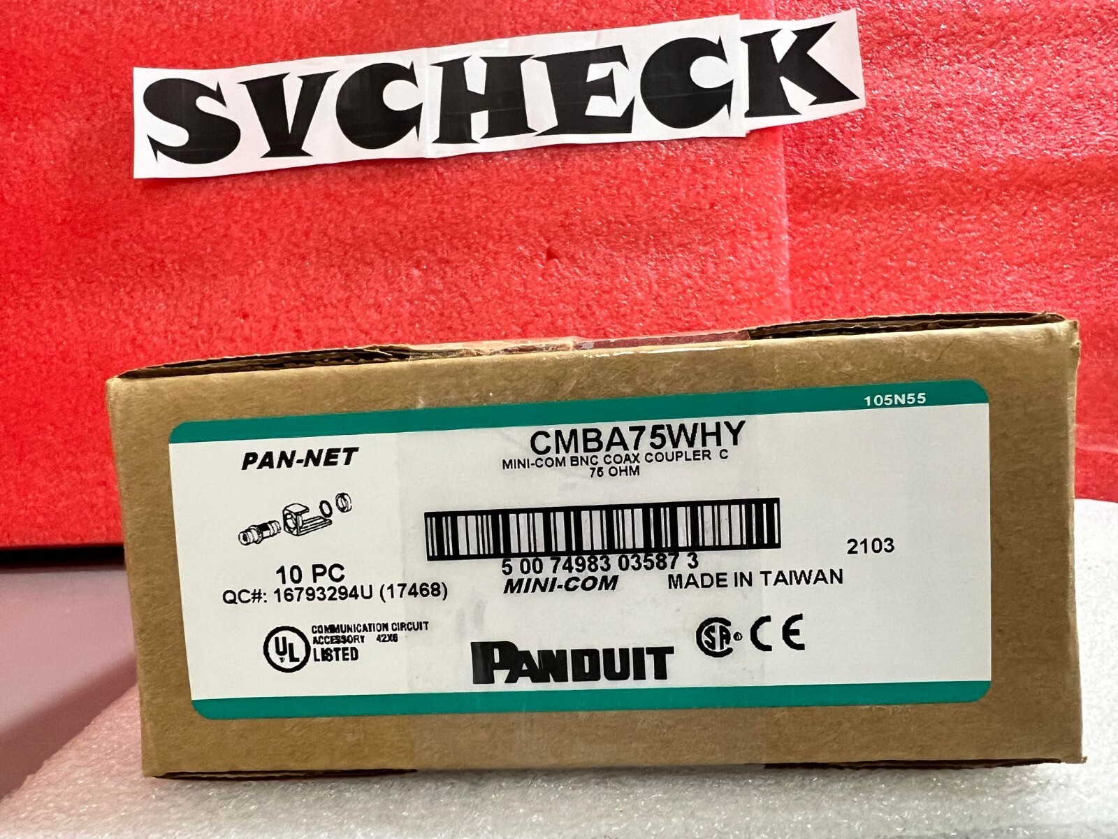 Pack of 10 Panduit PAN-NET CMBA75WHY Coax Coupler Adapter BNC 75ohm Module Base