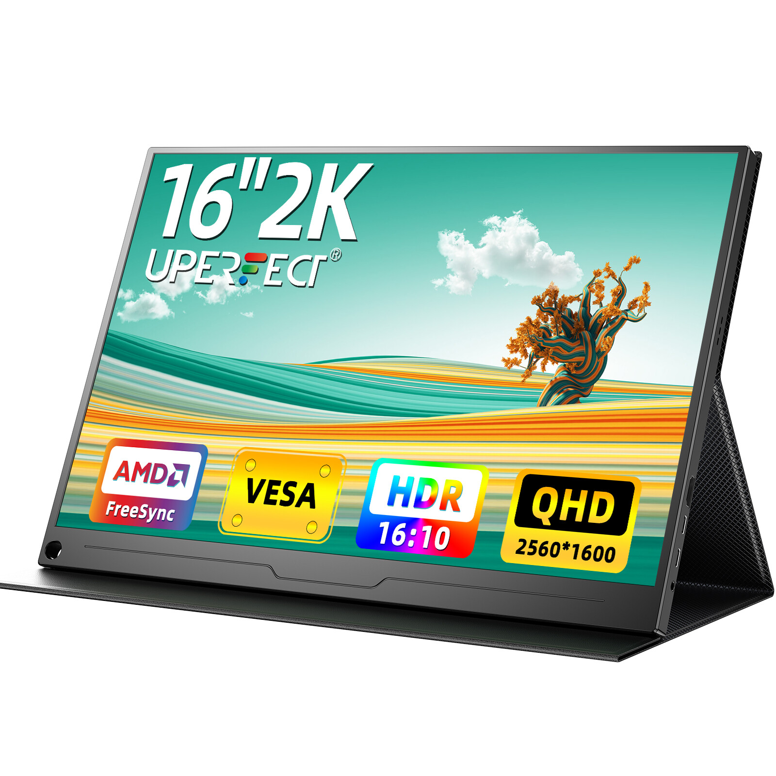 UPERFECT 2K Portable Monitor 16″ 2560×1600 QHD Portable Gaming Monitor HDR VESA