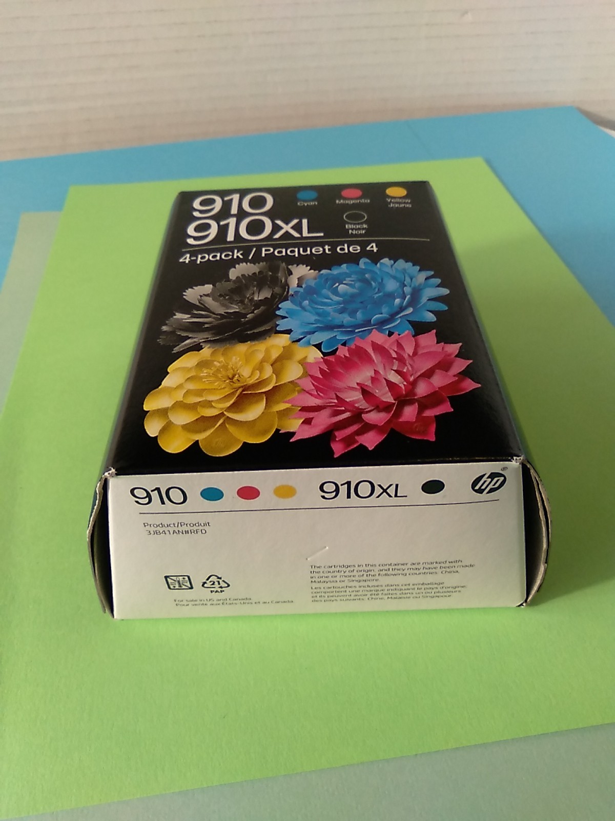Genuine HP 910XL High Yield Black Ink & 910 Cyan Magenta Yellow 910xl/910 4 Pack