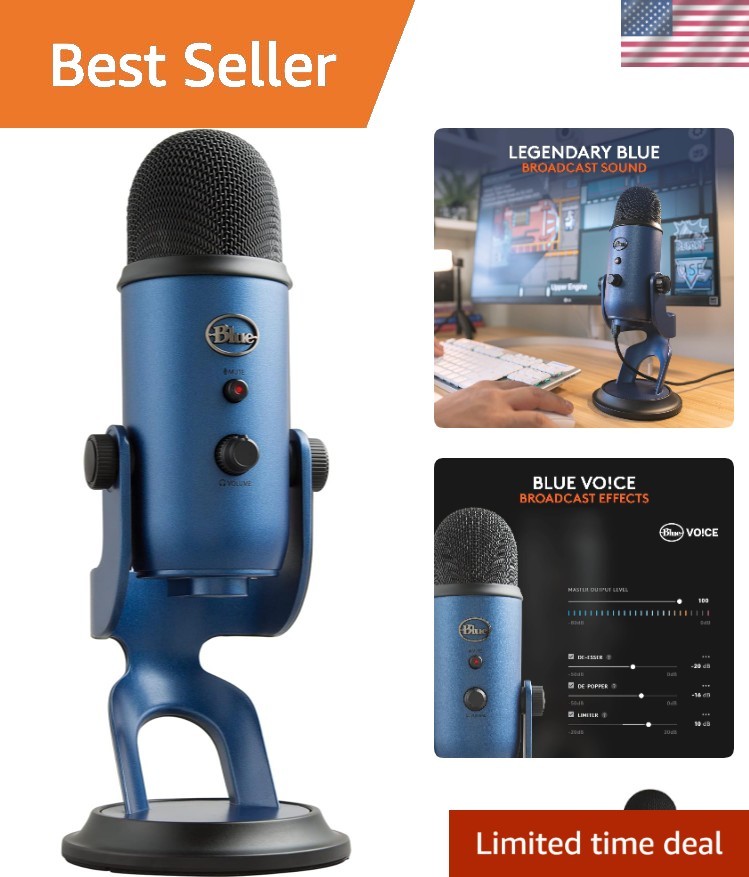 Creators Blue Yeti USB Microphone for PC, Mac, Gaming, Streaming, Podcasting,…