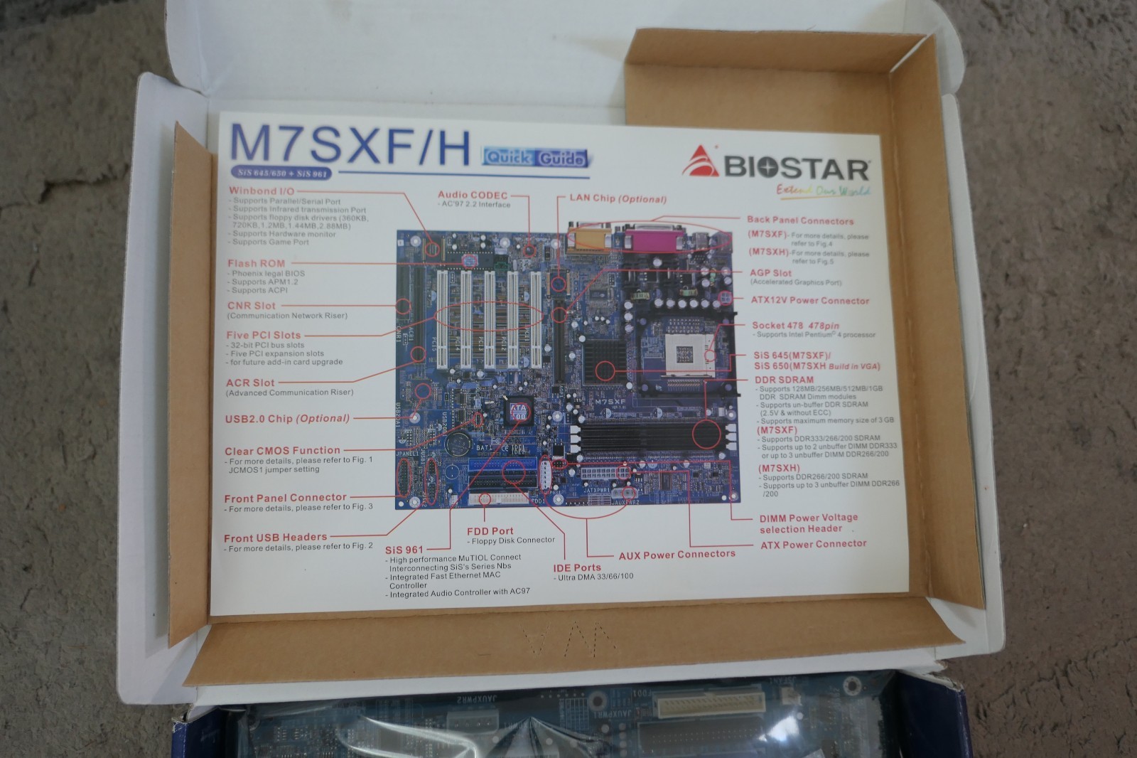 BRAND NEW BIOSTAR M7SXF PGA478 3x DDR AGP 5x PCI ATX MAINBOARD MOTHERBOARD Vtg.