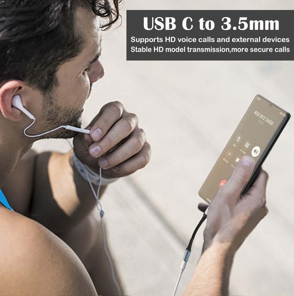 USB C to 3.5mm Headphone Jack Adapter,USB C Aux Audio Dongle Cable Sliver