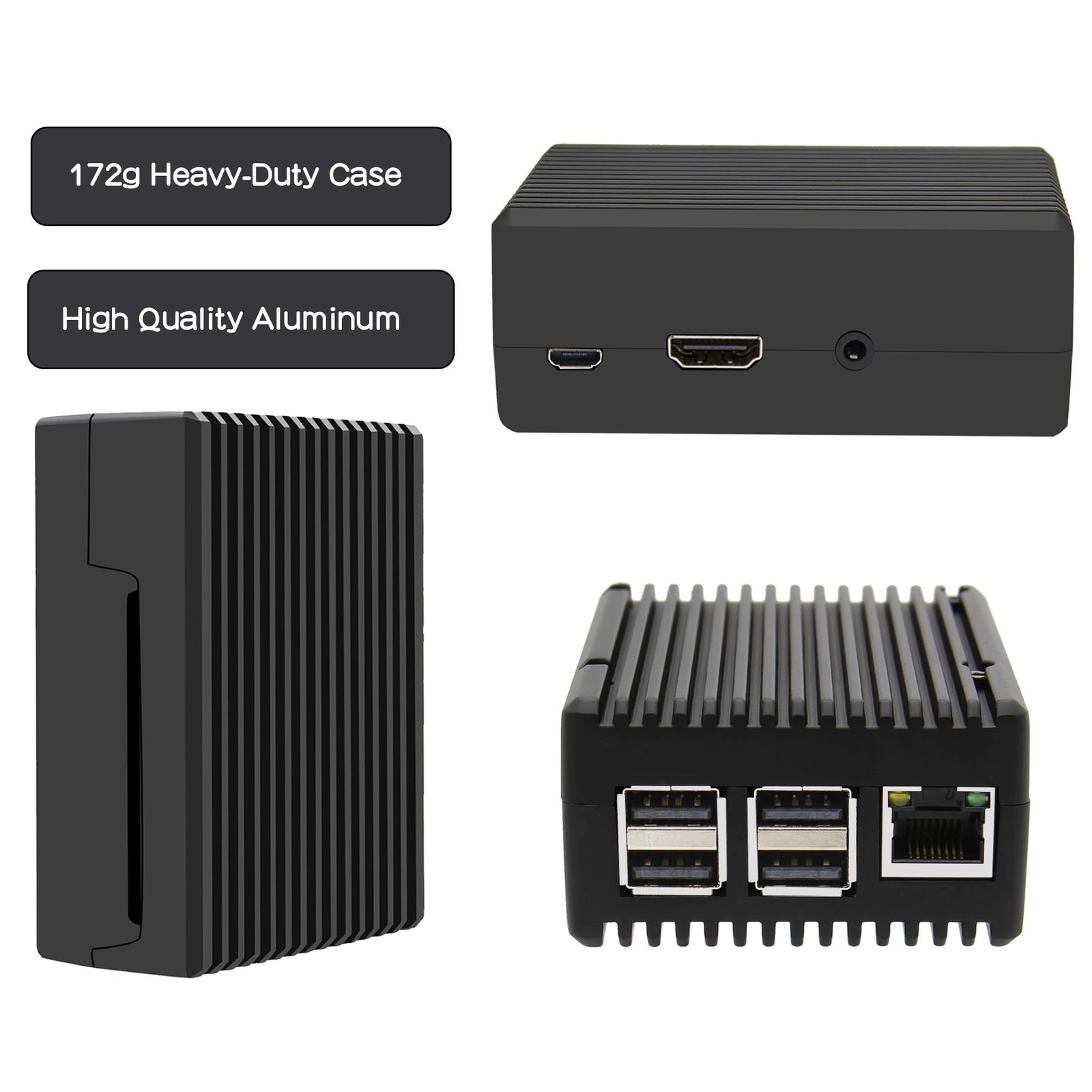 Geekworm P252 Heavy-Duty Aluminum Alloy Metal Case for Raspberry Pi Black
