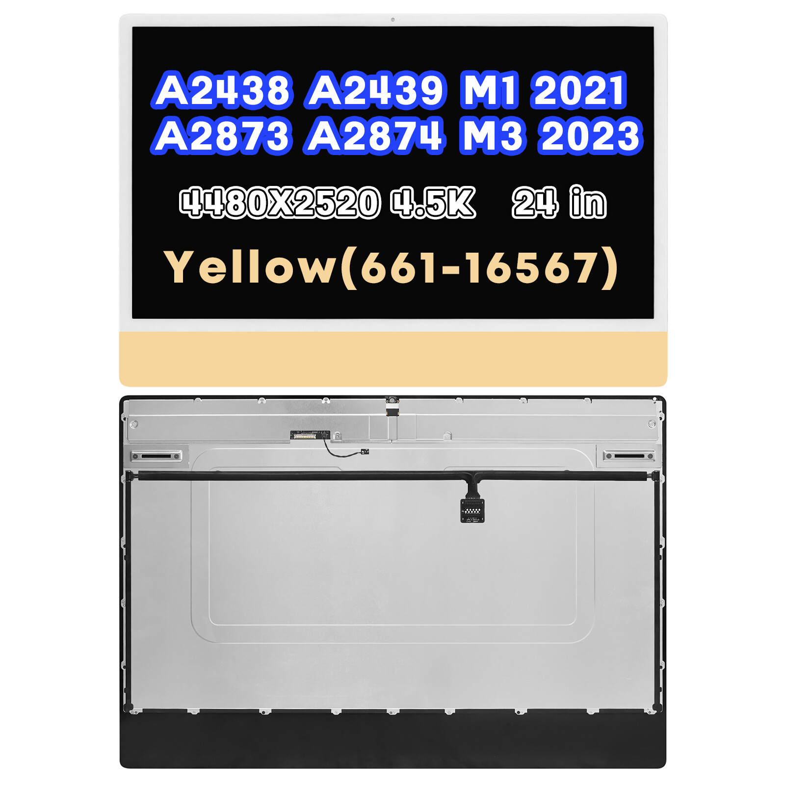 A2439 for iMac 24″ M1 2021 EMC 3664 LCD Screen Replacement Assembly A++ Yellow