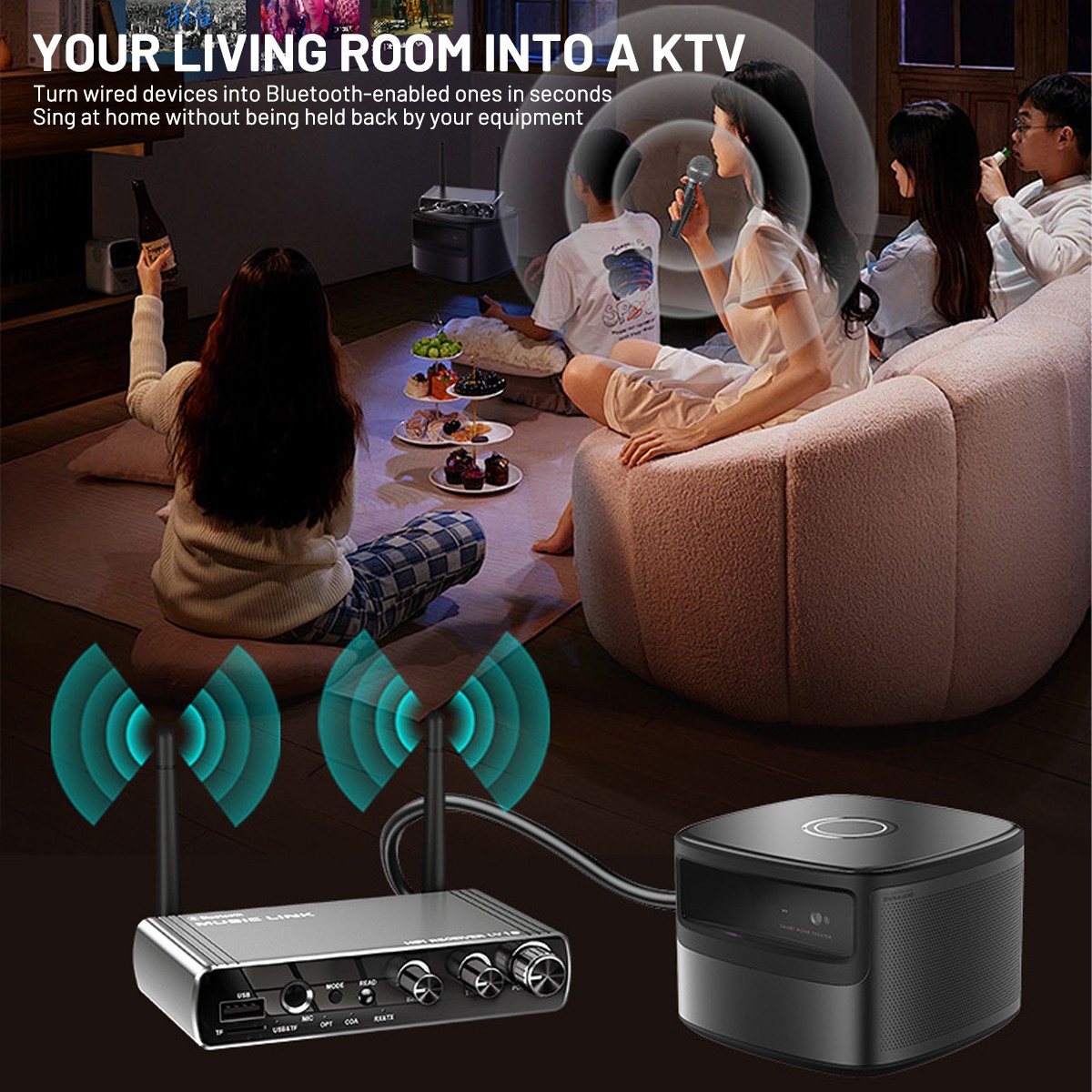 Bluetooth 5.4 Transmitter Receiver Long Range For TV Home Stereo Audio Adapter