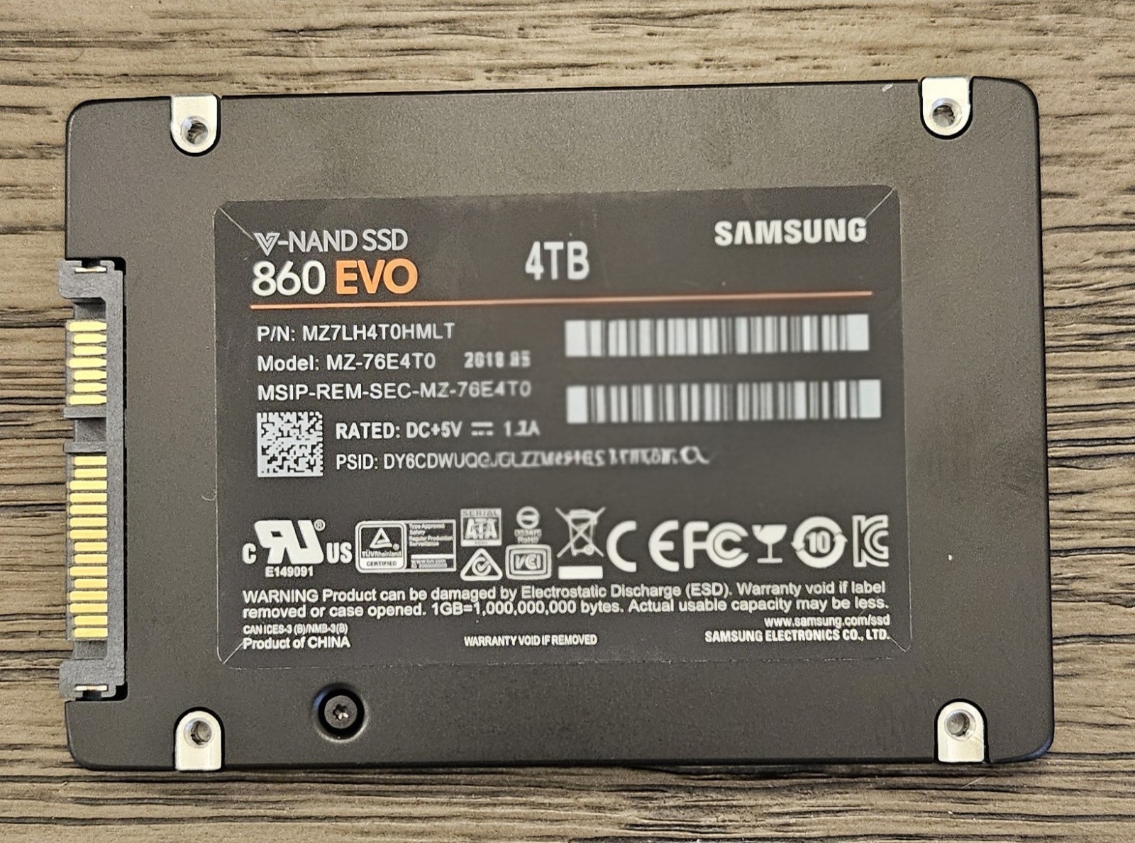 SAMSUNG 860 EVO 4TB 2.5″ SATA III Internal SSD MZ-76E4T0. ALL 96% health or more